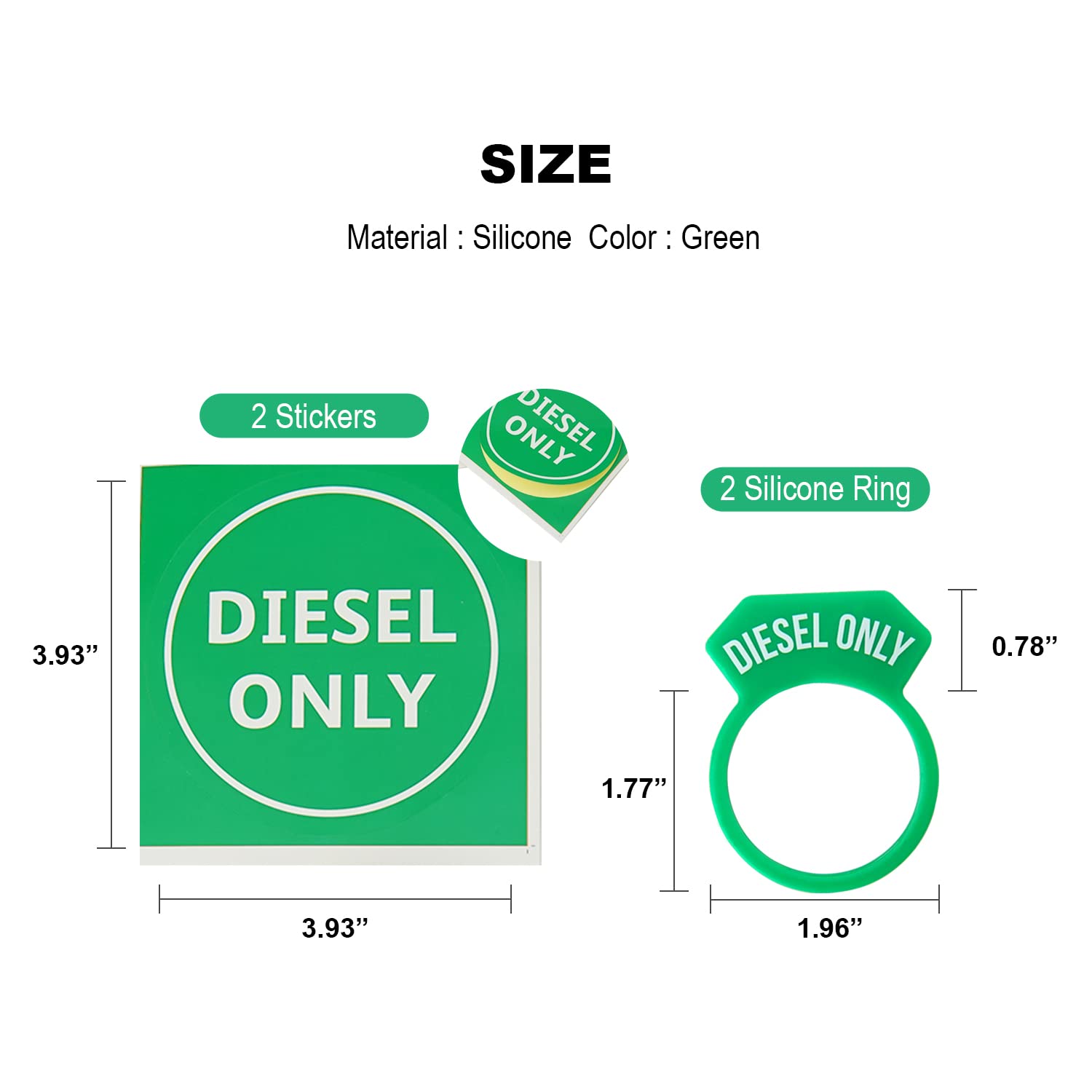 Carrotez Diesel Fuel Cap Silicone Ring 2PCS - Green Gas Cap Truck Accessories, Model UDGDIESTK