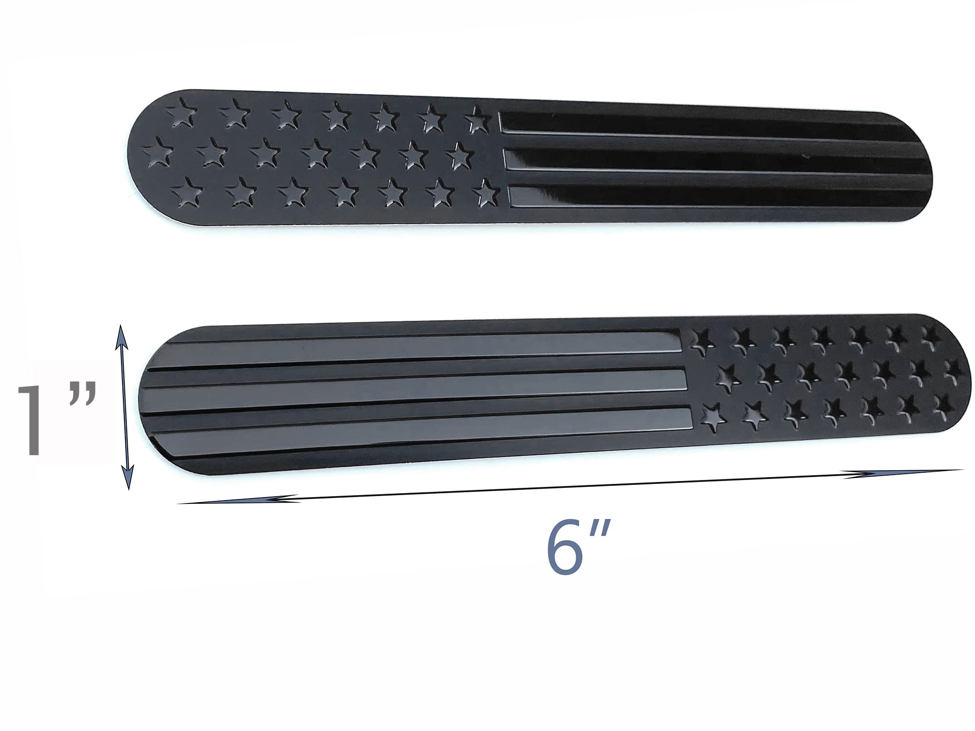 Everhitch Usa American Metal Flag Auto Fender Emblem For Cars Trucks 2-Pack (6''X1'', Black)