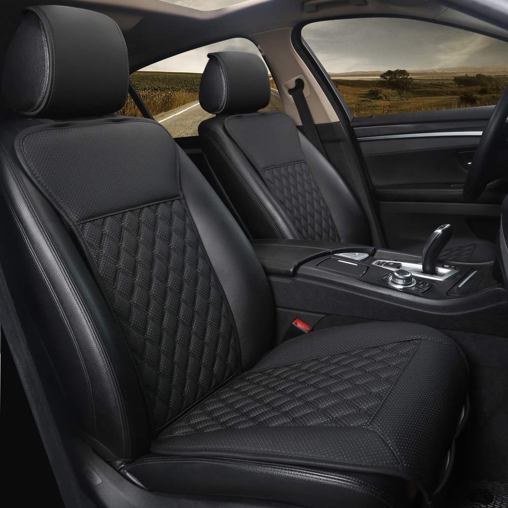Black Panther 1 Pair Car Seat Covers, Luxury Car Protectors, Universal Anti-Slip Driver Seat Cover With Backrest,Diamond Pattern