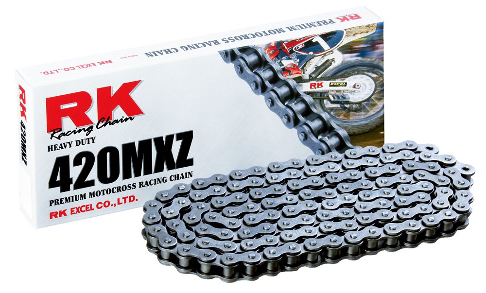 RK Racing Chain 420MXZ-126 (420 Series) Steel 126 Link Heavy Duty MX/SX Racing Non O-Ring Chain with Connecting Link