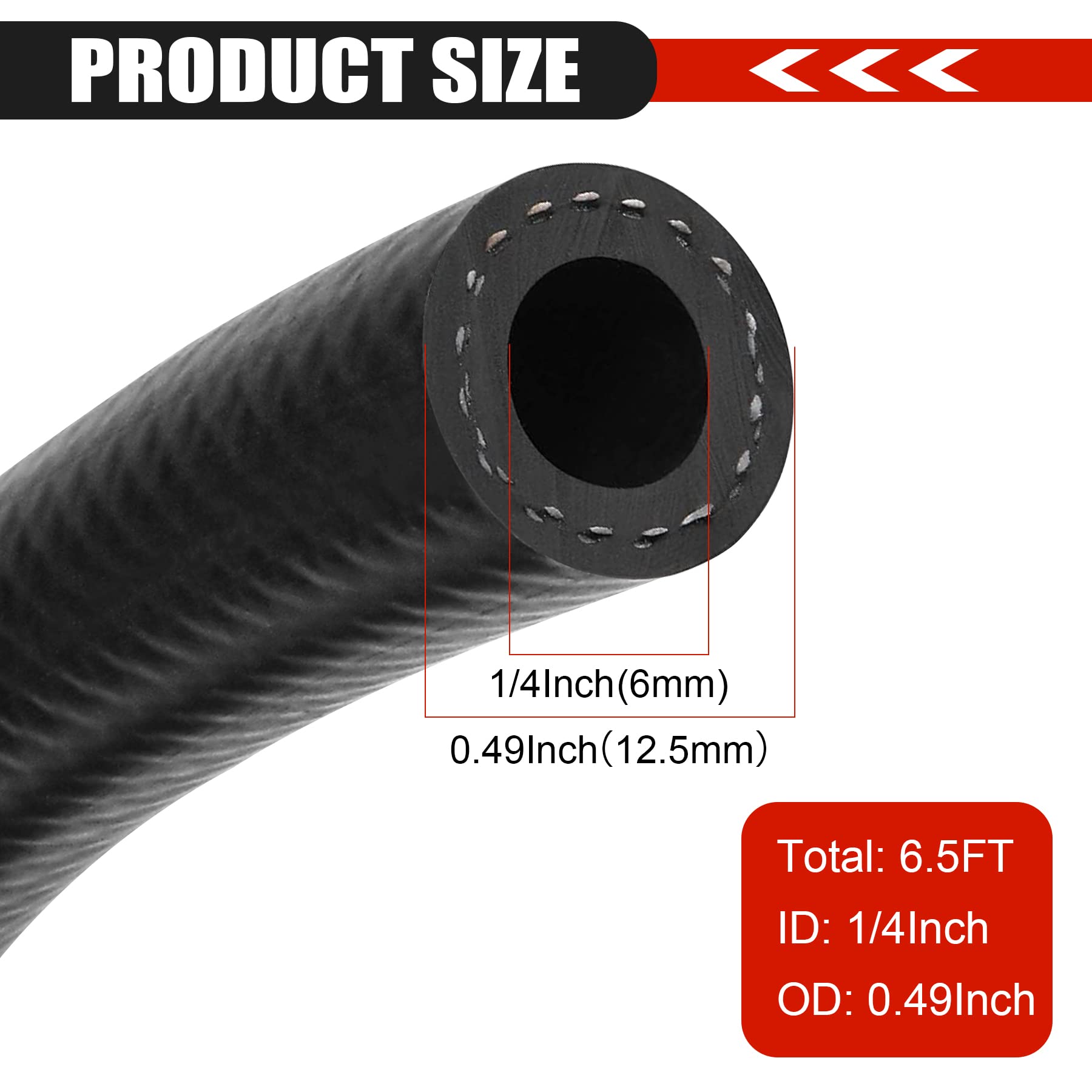 1/4 Inch (6Mm) Id Fuel Line Hose 6.5Ft Nbr Rubber Push Lock Hose High Pressure 300Psi For Automotive Fuel Systems Engineshose