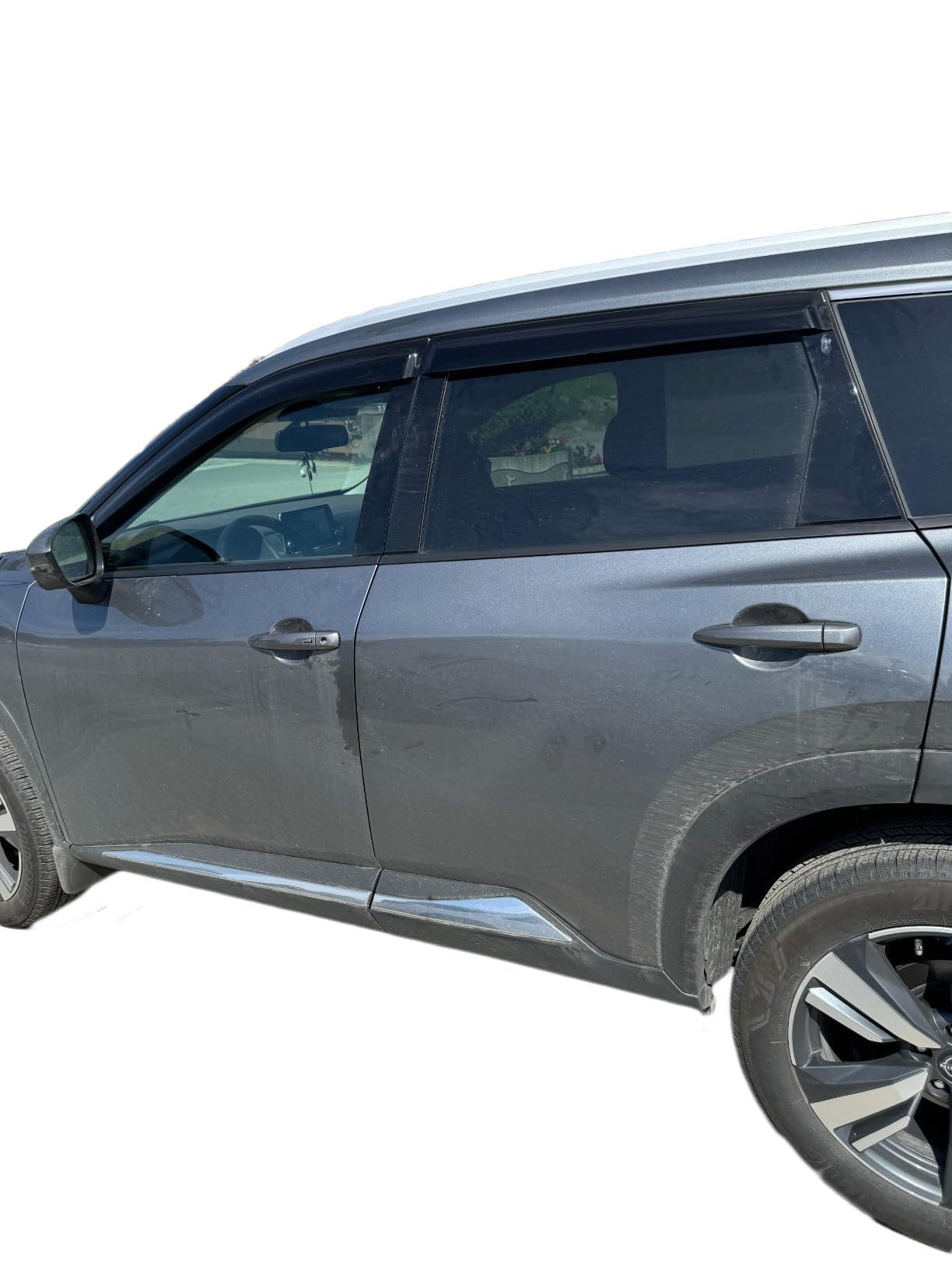 2021-2025 Tape-On Rain Guards For Nissan Rogue Side Window Visor Deflectors S Sv Sl Platinum Tinted Vent Shade Protectors 2022 2