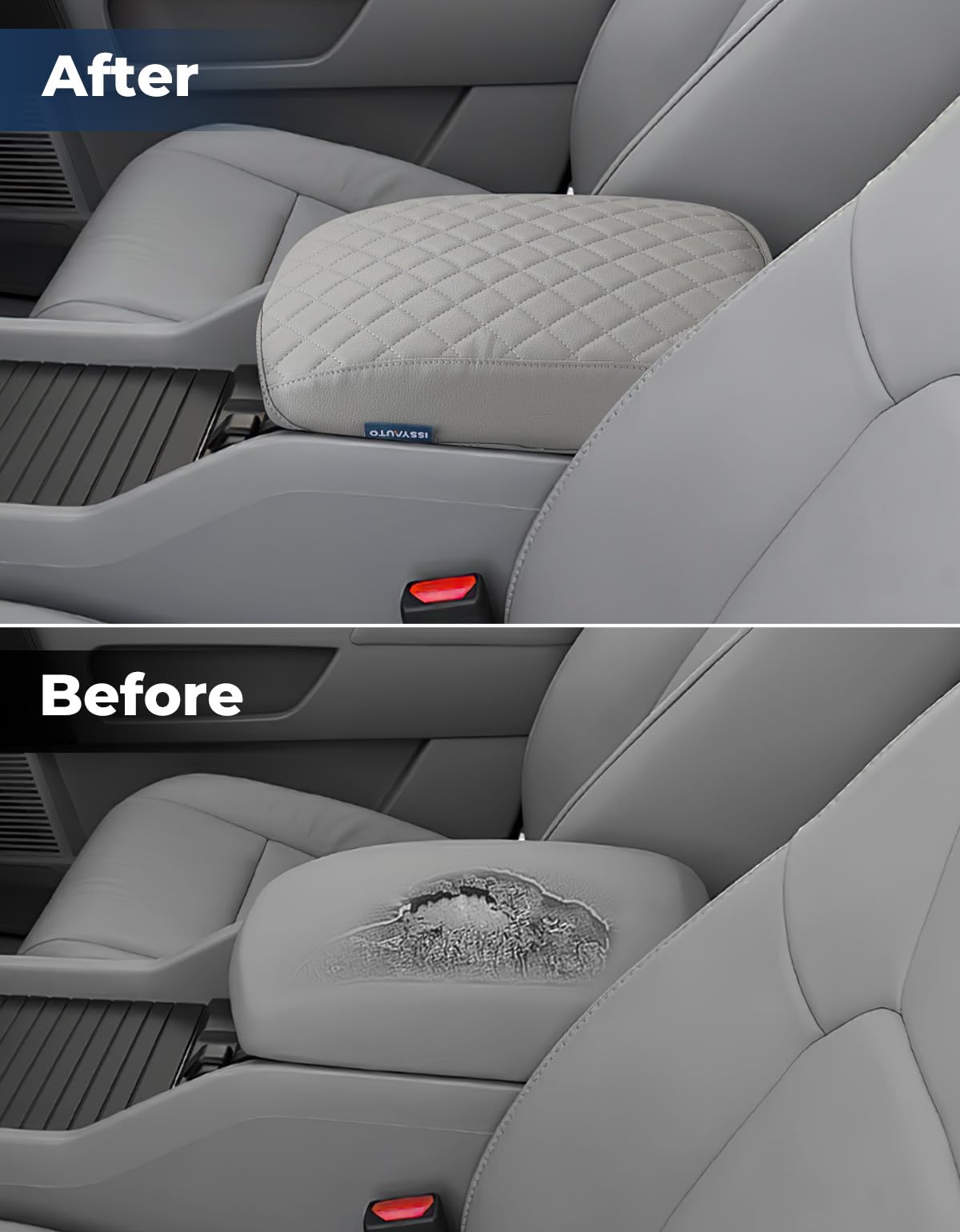 ISSYAUTO Center Console Cover Compatible with 2009-2015 Pilot, Leather Armrest lid Cover Arm Rest Covering for Car, Well-Make Du