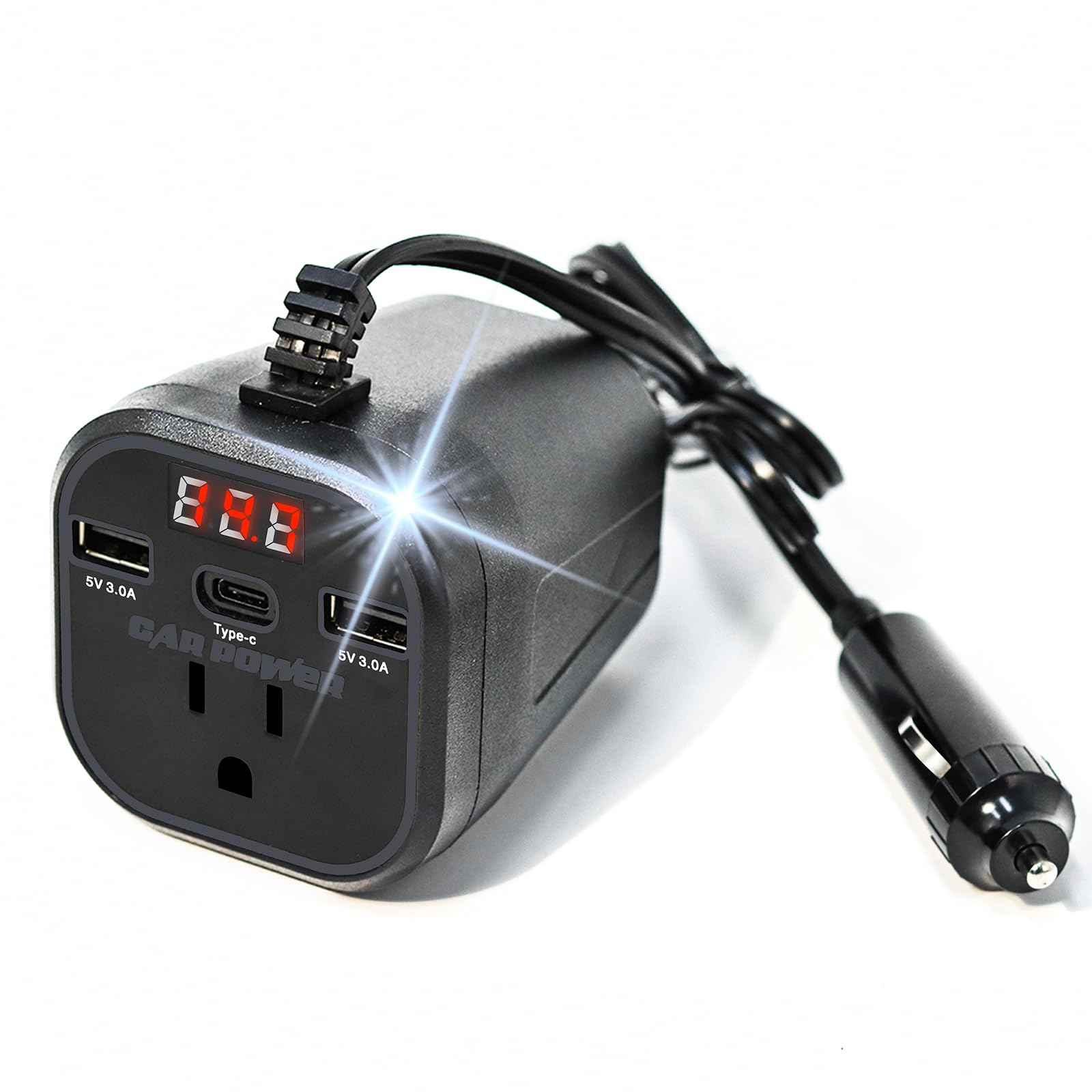 FAMIDGE 200W Car Power Inverter, car Outlet Adapter 12v to 110v, Car Outlet Adapter with Dual USB and Type-C, car Adapter for Pl