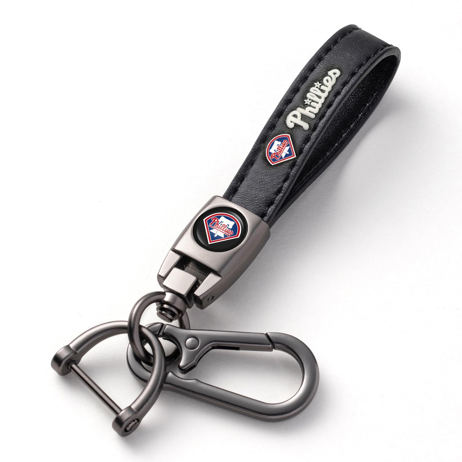 Kaleduo Baseball Fans Car Keychain Keyring, Leather Car Key Chain Compatible With Philadelphia Phillies Baseball Fans,Delicate G