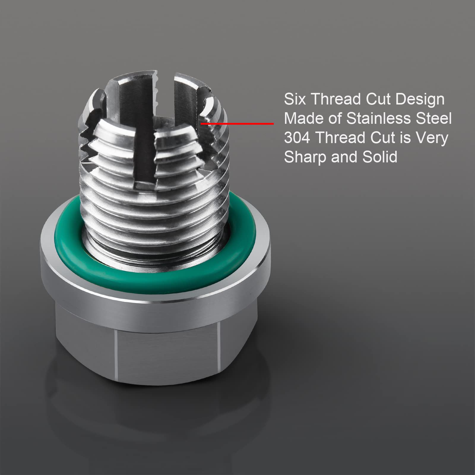 Deefill M14.1-1.25 X 15Mm Oversize Piggyback Oil Drain Plug, Stainless Steel Self Tapping Oil Pan Thread Repair Kit