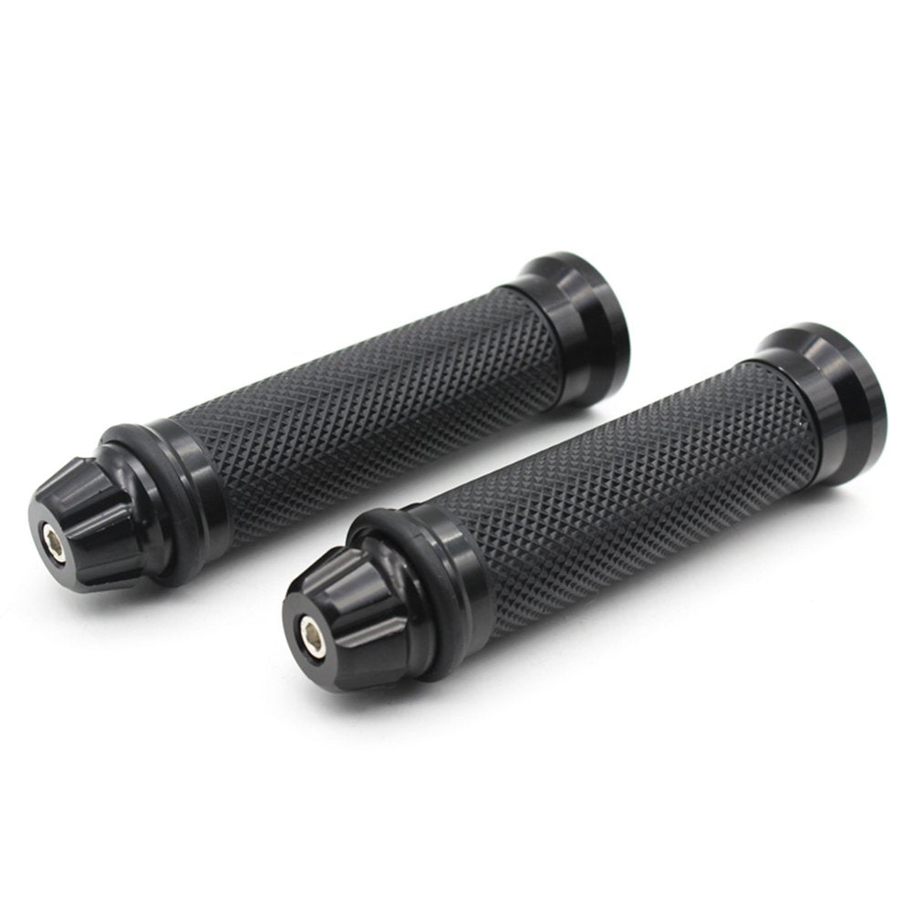 Nuoxinus Motorcycle Hand Grips With Bar End Cap, Racing Cnc Aluminum & Soft Rubber Handlebar Universal For 7/8''(22Mm) Handle Ba