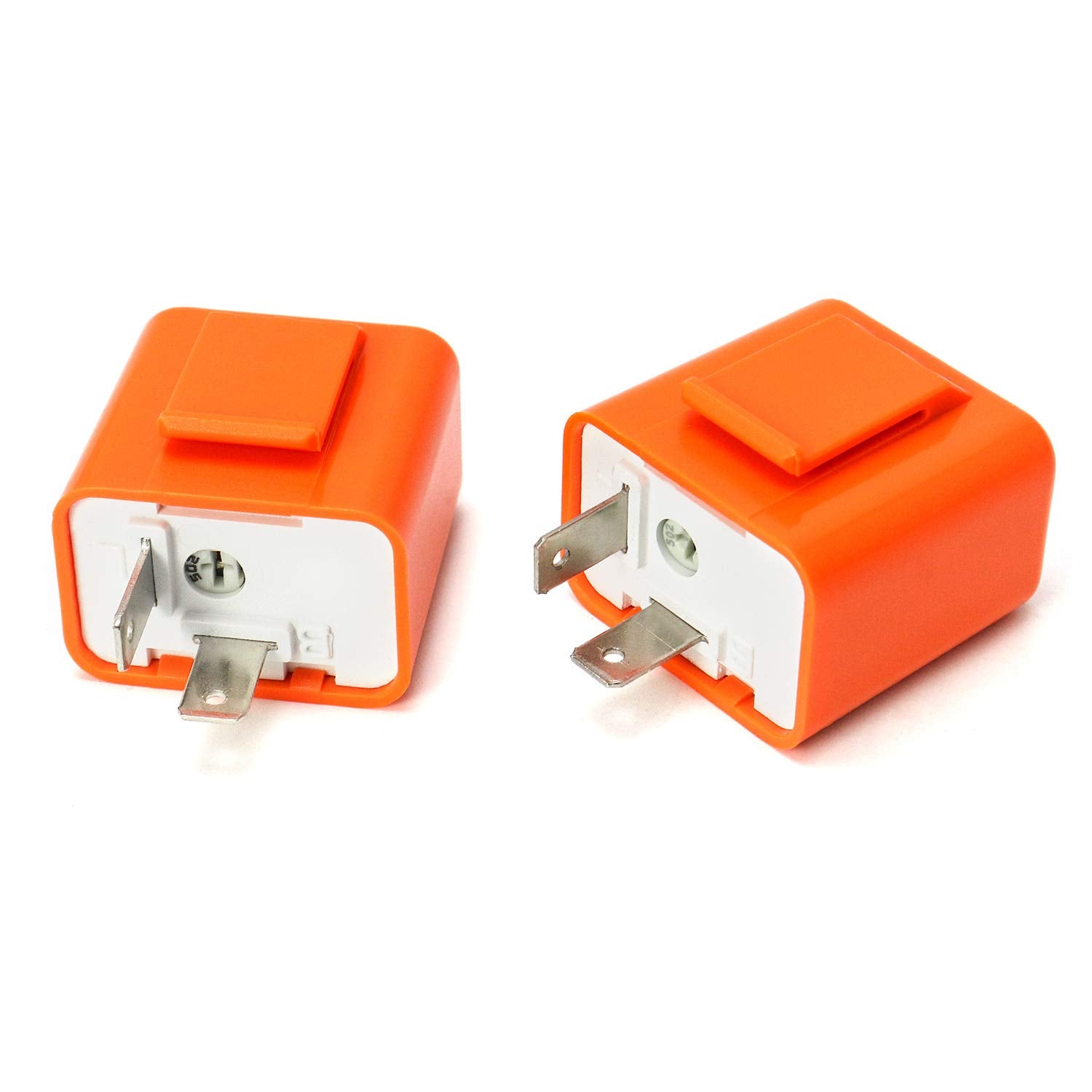 QWORK 2Pcs 2-Pin Electronic Turn Signal Flasher Relay Fix Motorcycle Turn Signal Hyper Flash, Adjustable Motorcycle LED Turn Sig
