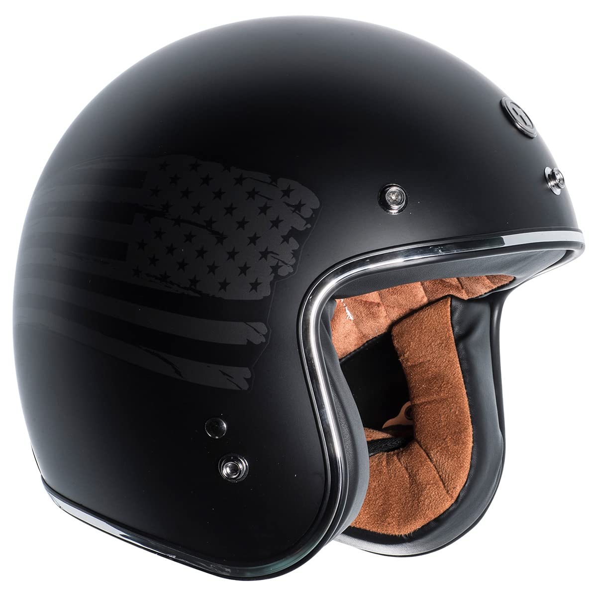 Torc T50 Route 66 3/4 Helmet With 'Black Flag' Graphic (Flat Black, Small)