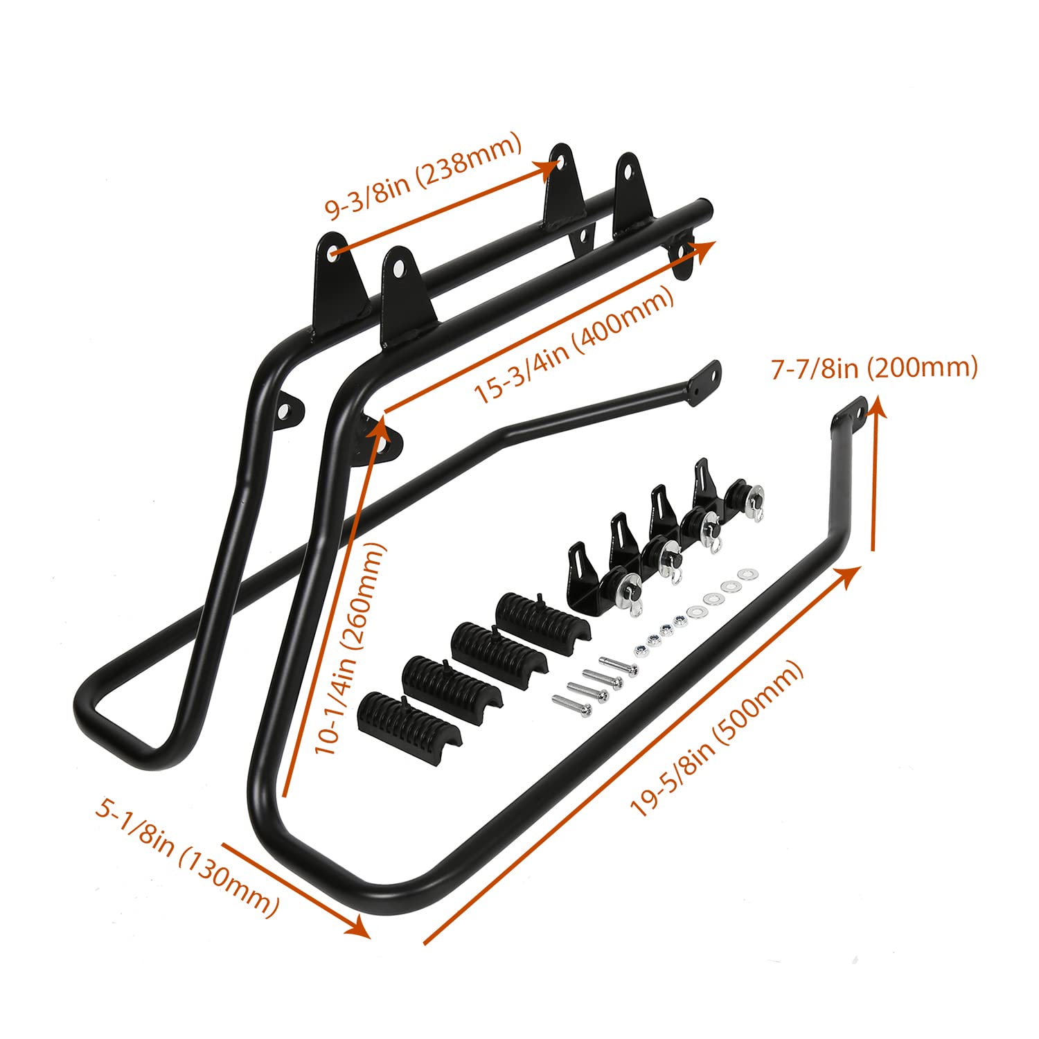 KUAFU Saddlebag Conversion Bracket for Harley Davidson Heritage Softail, Black, Medium, Model BL674, Metal/Rubber Construction