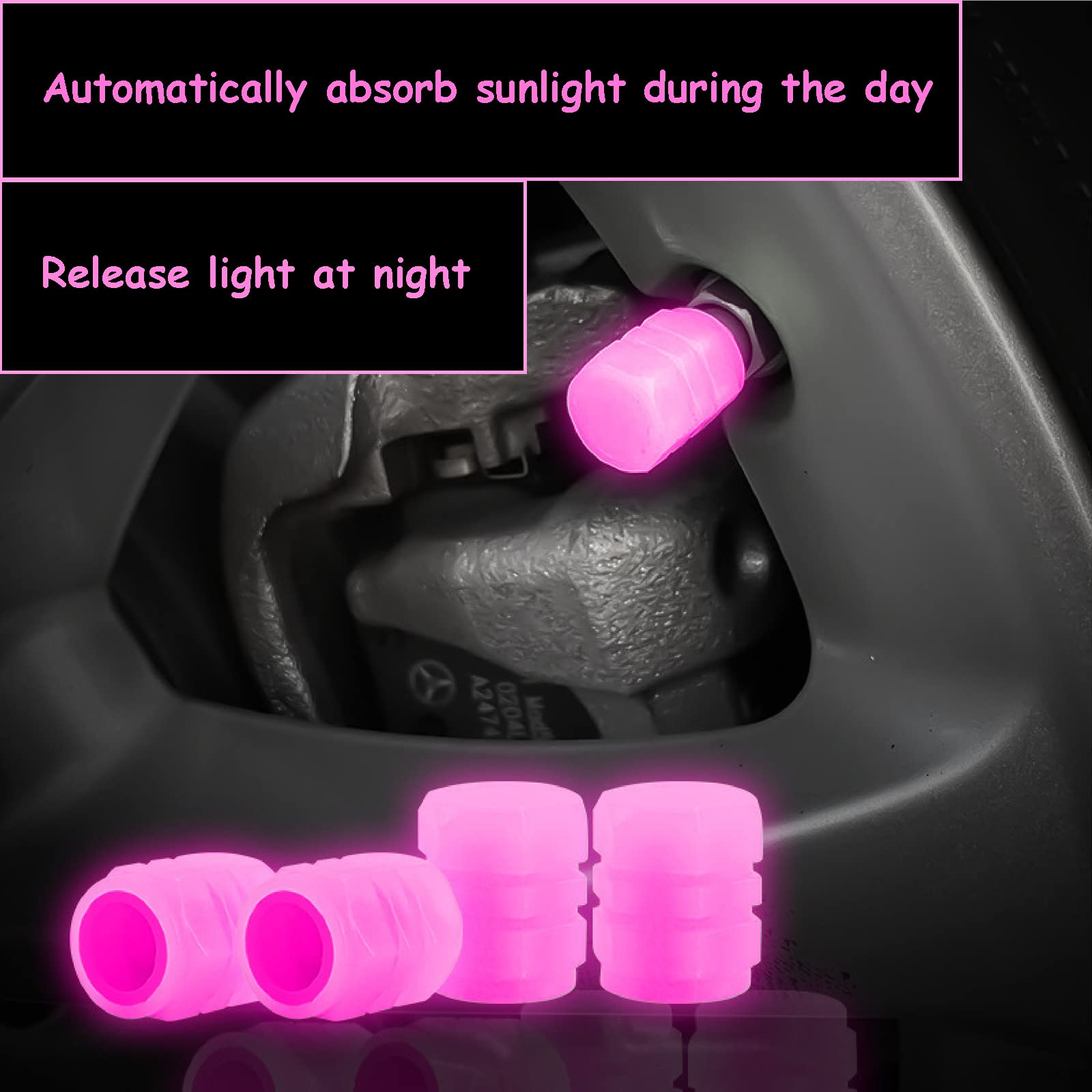 QIZATAH 20 PCS Fluorescent Tire Valve Stem Caps - Glow in The Dark Wheel Air Valve Covers for Universal Vehicles - Luminous Car