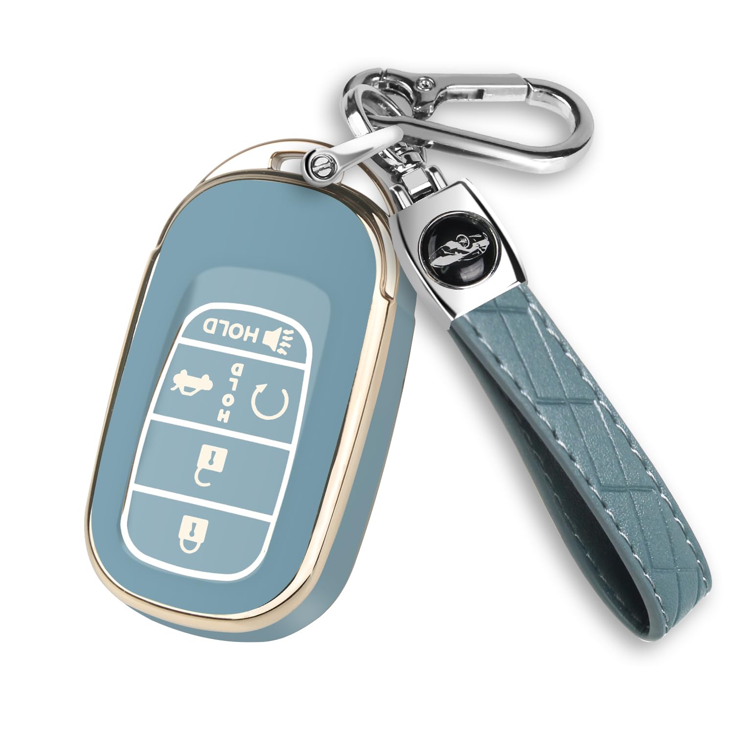 Qbuc For Honda Key Fob Cover, Soft Tpu Car Key Case Protector With Leather Keychain Compatible With Honda Accord Civic Hr-V Cr-V