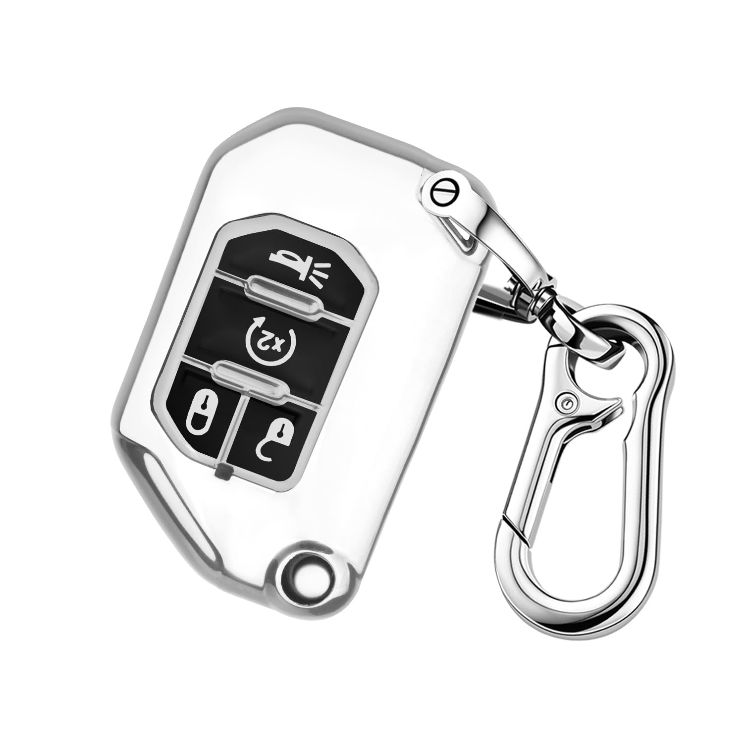 QBUC for Jeep Key Fob Cover with Keychain,Flip Key Case Protector Fit for 2018-2024 Jeep Wrangler JLU JL 2020-2023 Jeep Gladiato