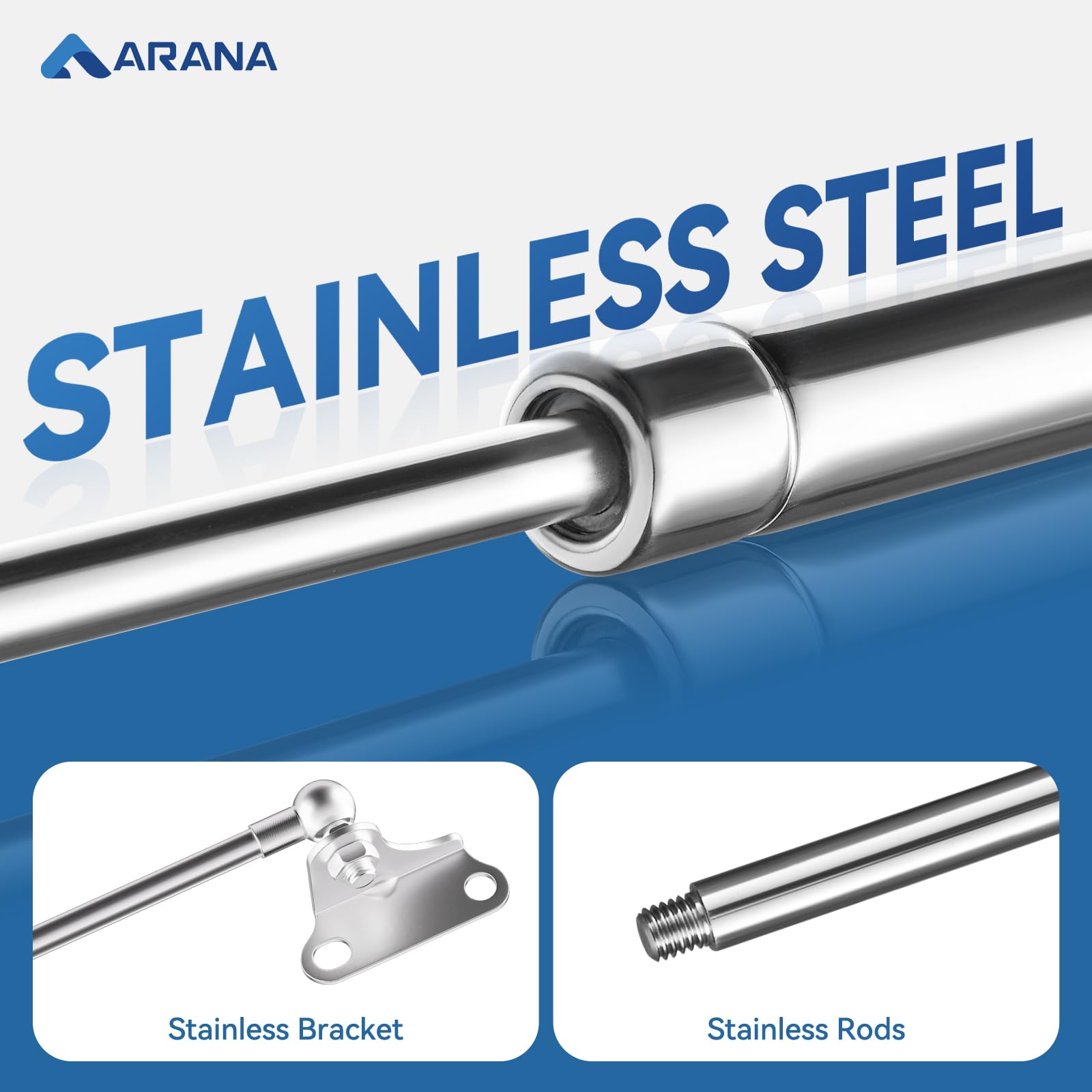 Arana Stainless Gas Struts 15 Inch 67Lbs, Marine Gas Struts 15 Inch 300N With Brackets, Hydraulic Lift Support Hinges For Boat H