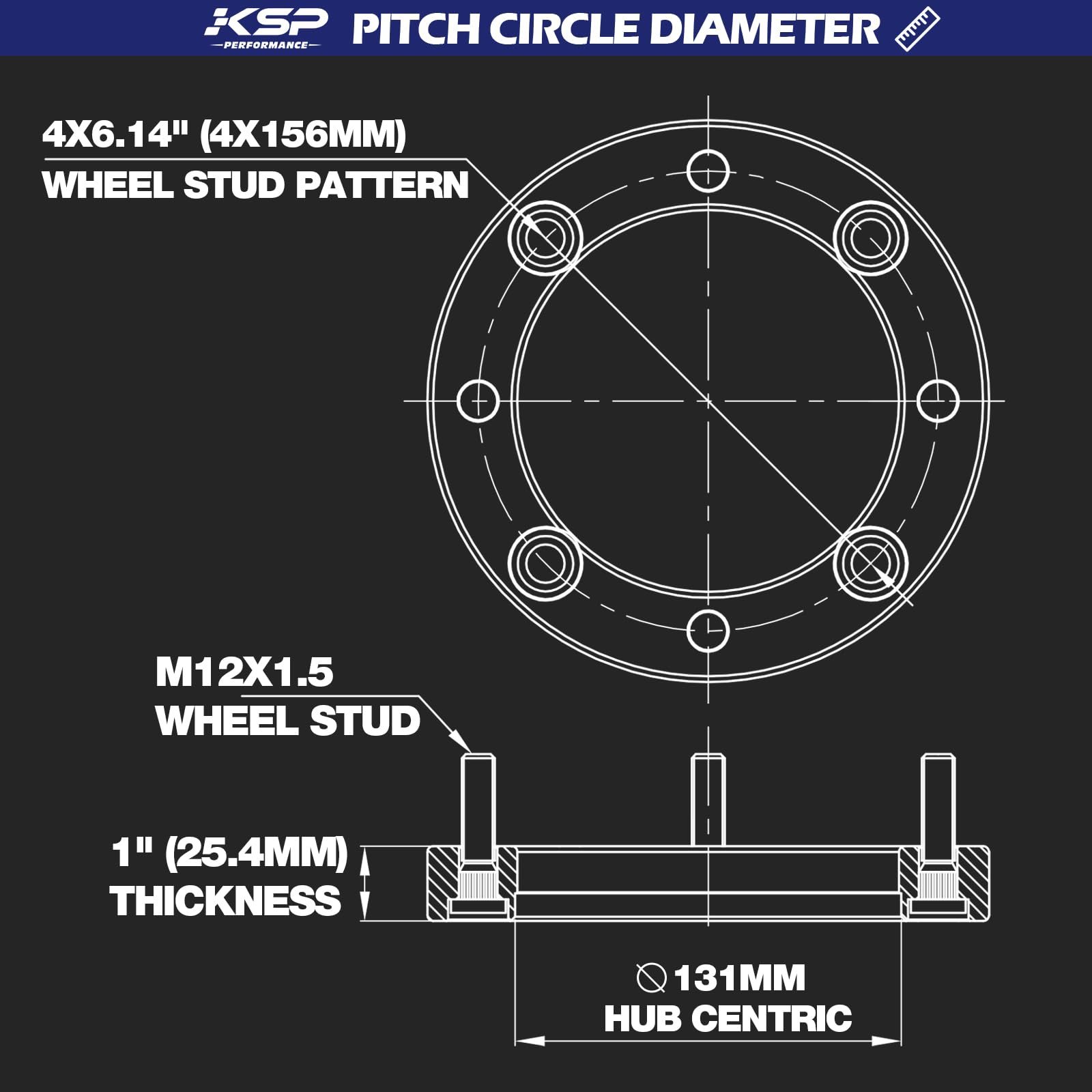 Ksp 4X156Mm Atv Wheel Spacers 1 Inch With 12X1.5 Studs, Fit For 2013+ Polaris Ranger, 2014+ Polaris Rzr Xp 1000, 2015+ Polaris Rzr,4Pcs