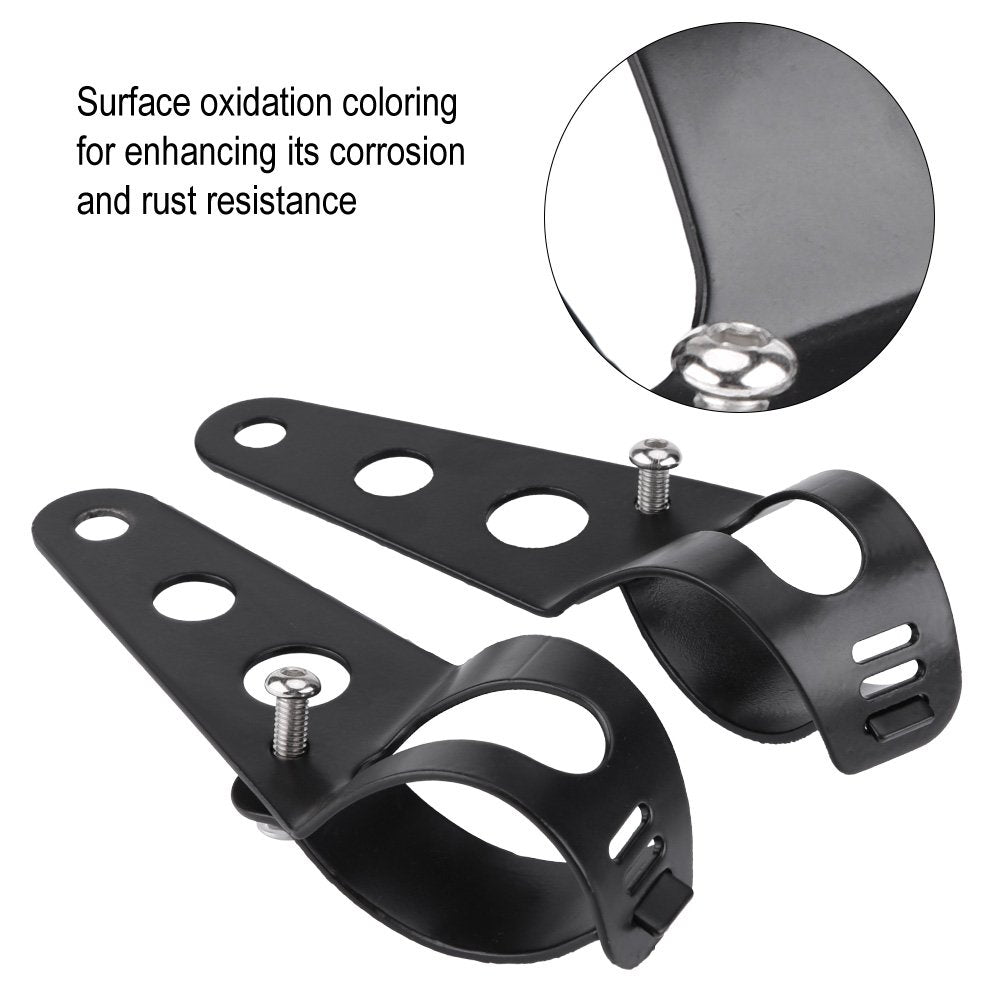 Keenso 33-45Mm Fork Headlight Mounting Bracket, Universal Motorcycle Headlight Bracket Fork Tube Clamp Kit For Chopper Cafe Racer (Black)