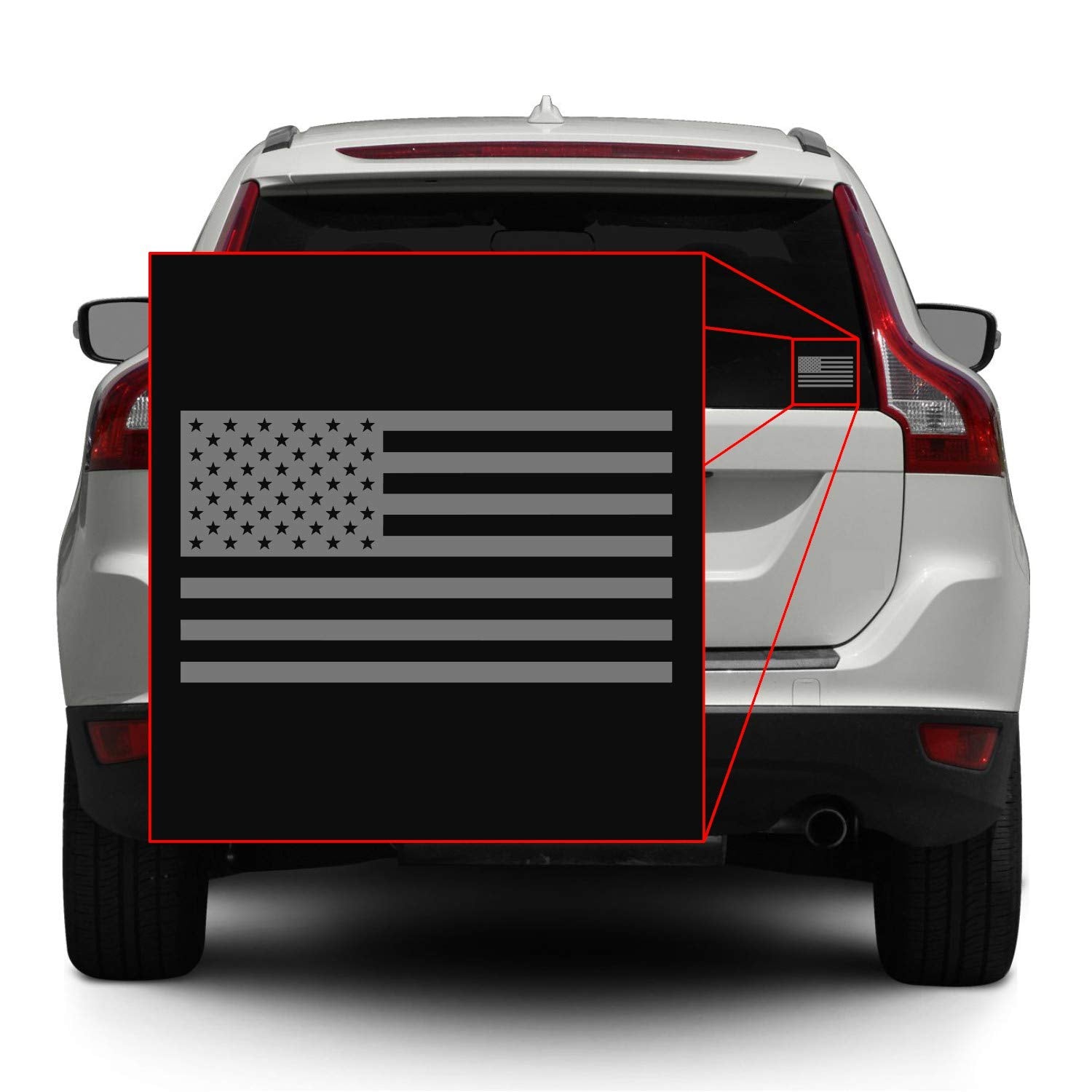 American Us Flag [Pick Color/Size] Vinyl Decal Sticker For Laptop/Car/Truck/Window/Bumper (5In X 2.8In [3-Pack], Matte Gray)