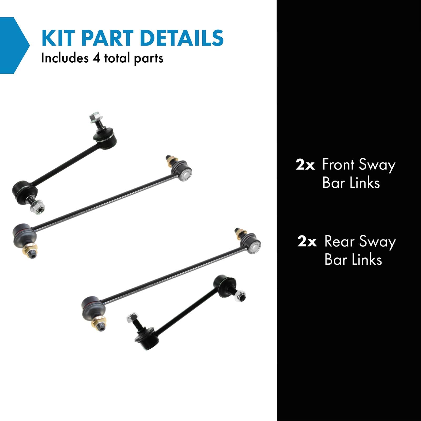 Trq Front & Rear Sway Bar Stabilizer Link Set Compatible With 2001-2005 Acura Mdx 2003-2005 Honda Pilot