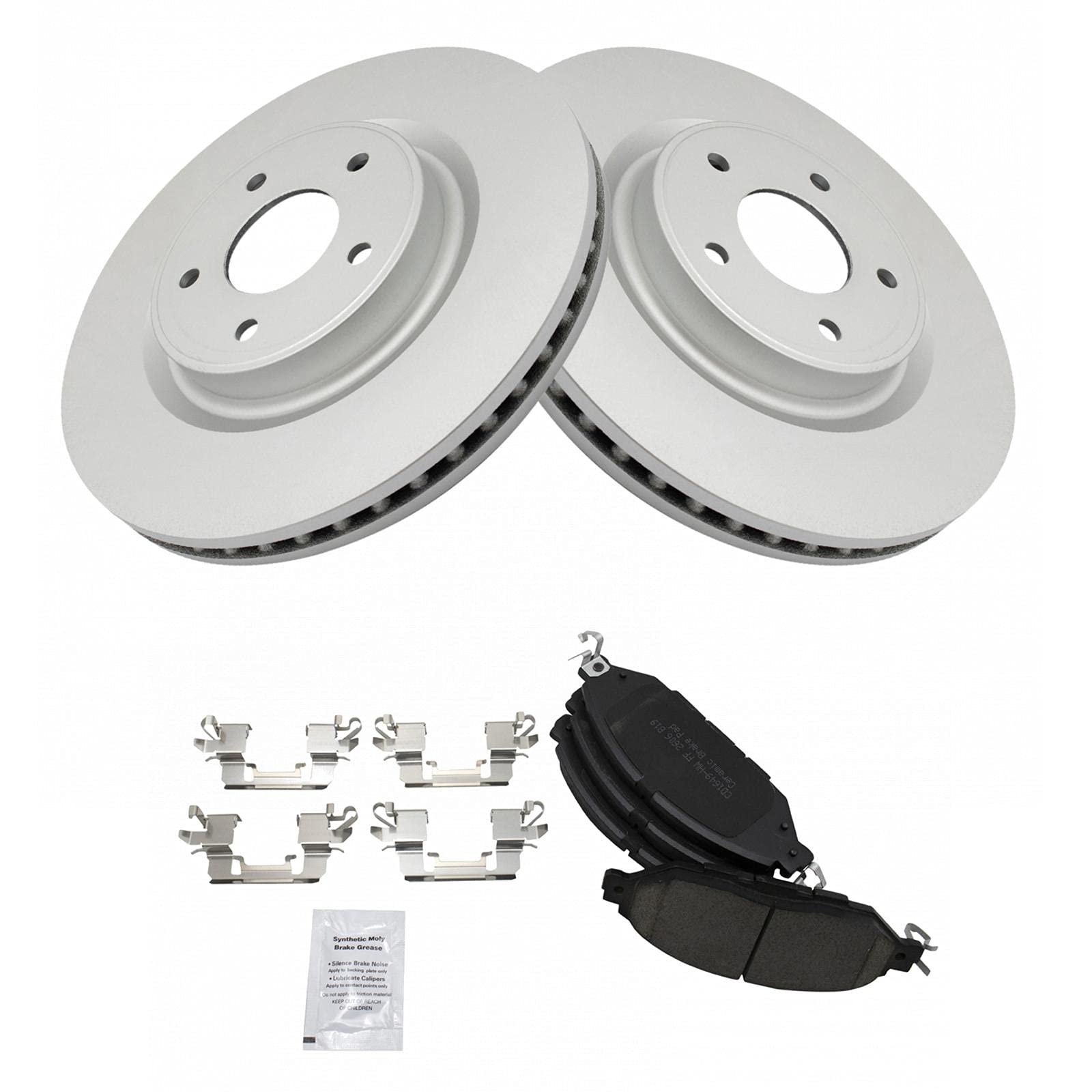 Trq Front Brake Pad & Rotor Kit Brake Pads Brake Rotor Ceramic Vented Premium G-Coated Compatible With 2013 Infiniti Jx35 2014-2