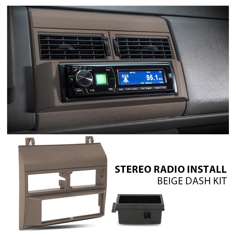 G-Plus Single Din Radio Stereo Dash Kit Beige W/Storage Pocket Compatible With 1992-1994 Chevy Crew Cab Dually/Fits 1992-1994 Ch