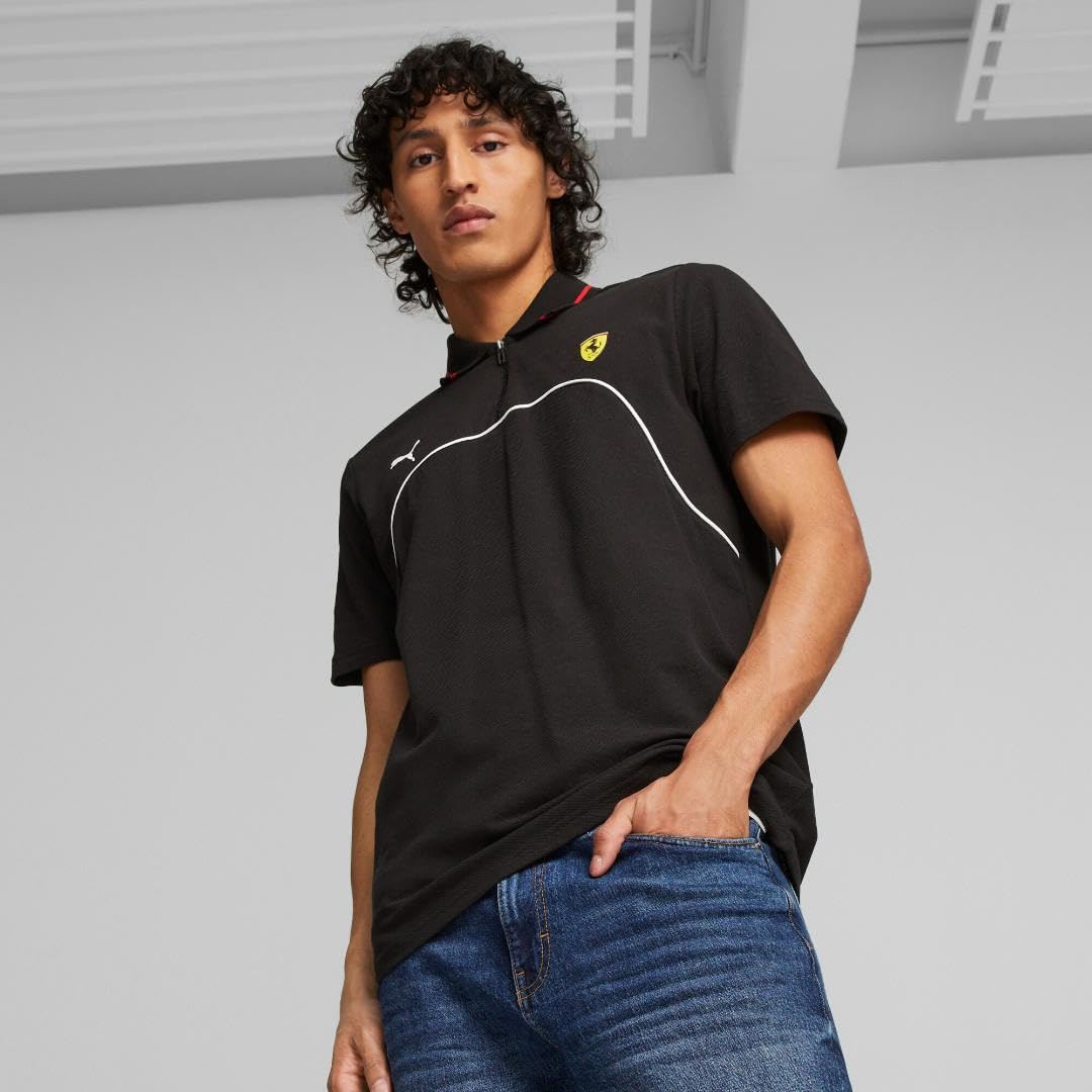 PUMA Men's Standard Ferrari Race Polo, Black AH23, Small