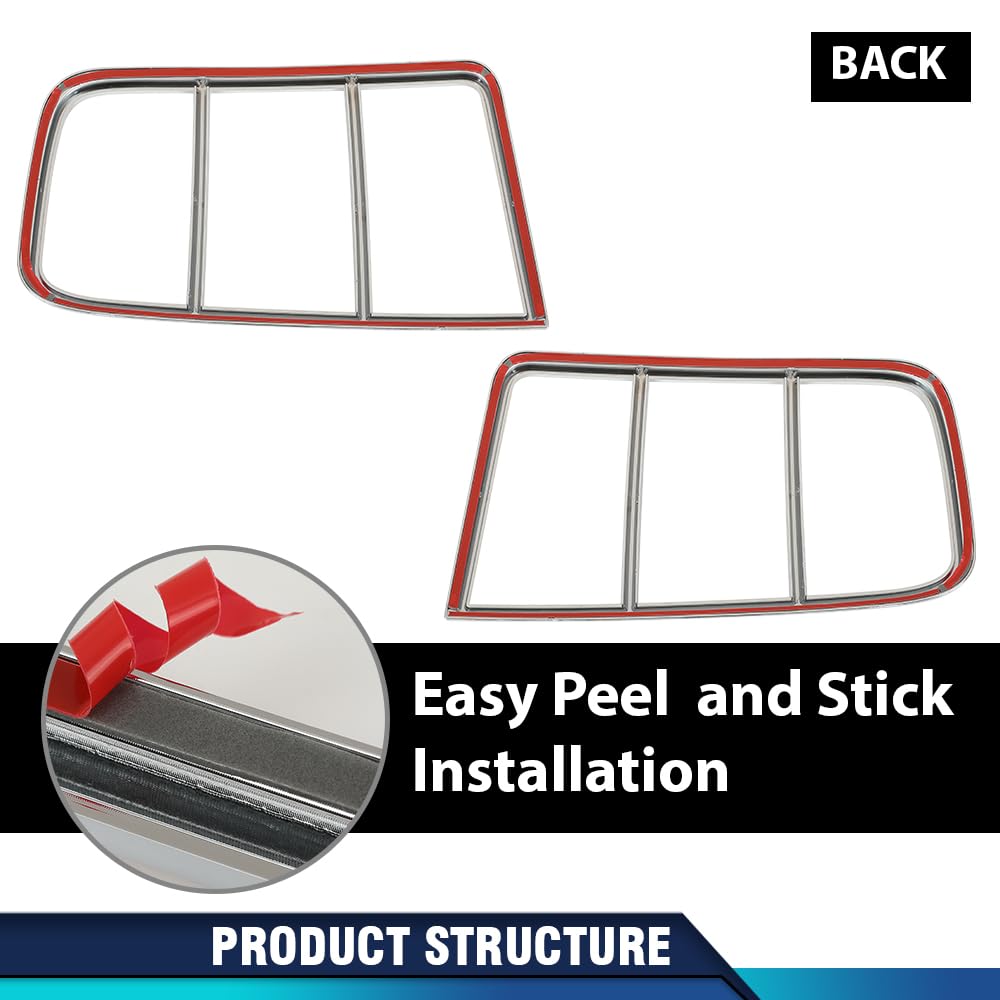 PIT66 Chrome Taillight Bezel Covers for Ford Mustang 2005-2009, Silver Plastic Fit