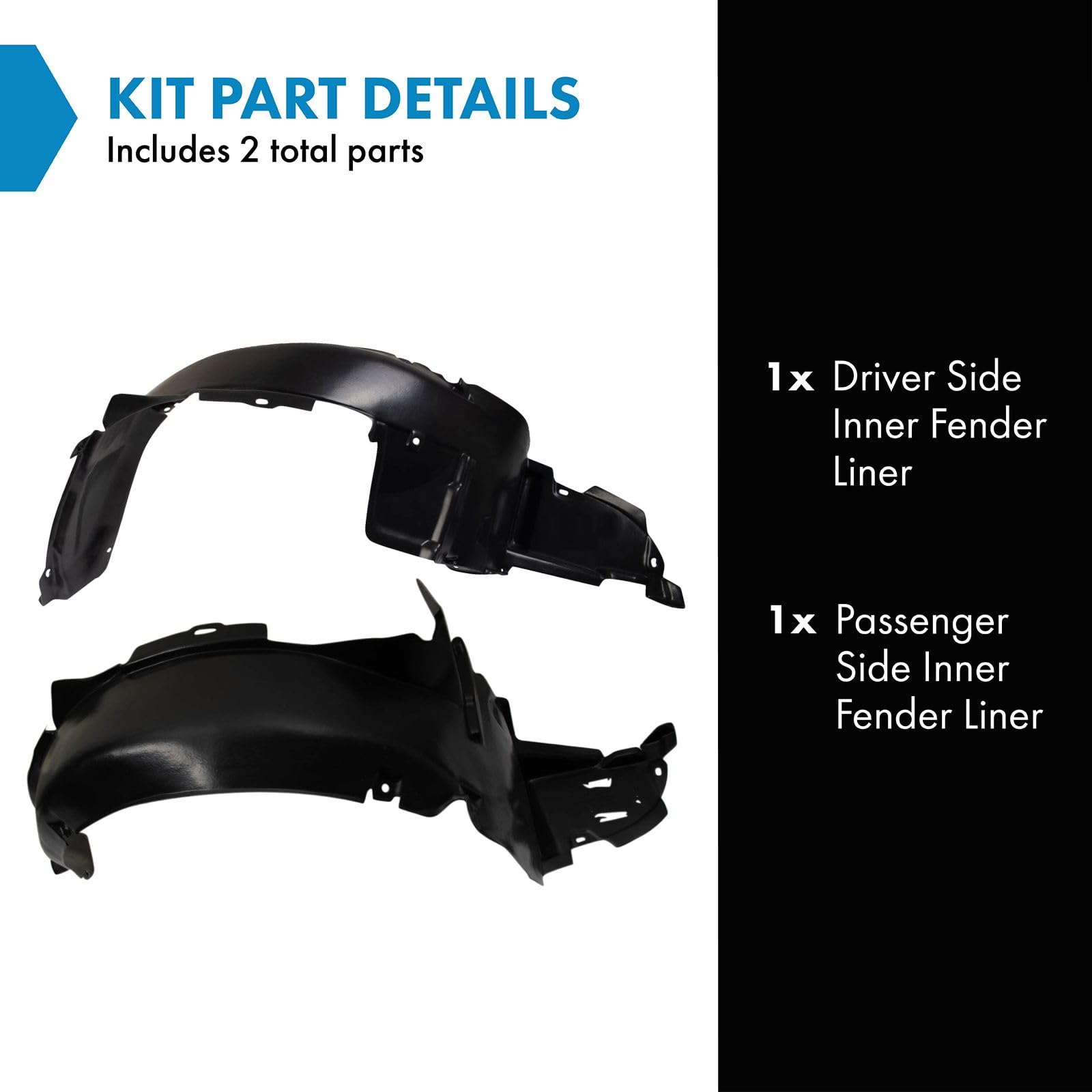 Trq Inner Fender Liner Set Compatible With 2003-2006 Kia Optima Ki1248101 Ki1249101