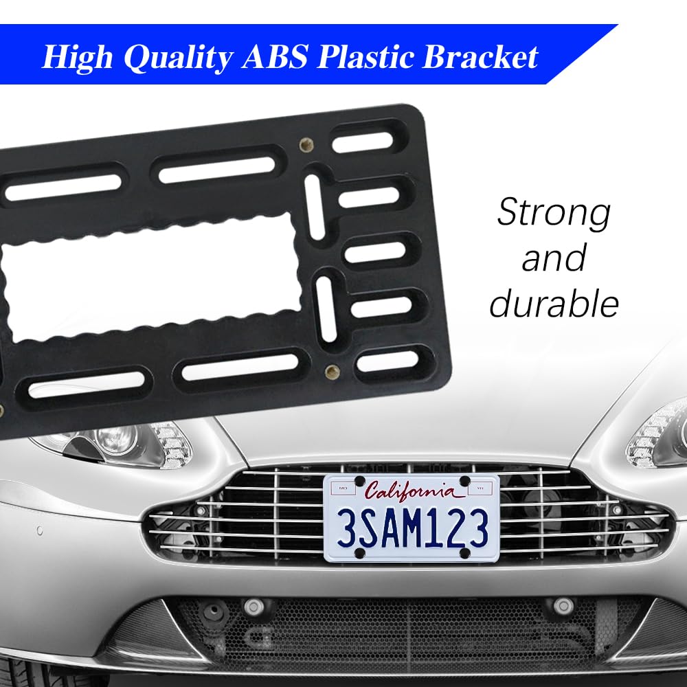 Chrymum Front License Plate Bracket, License Plate Holder, No Drill Front License Plate Bracket, Universal Bumper Car Tag Frame