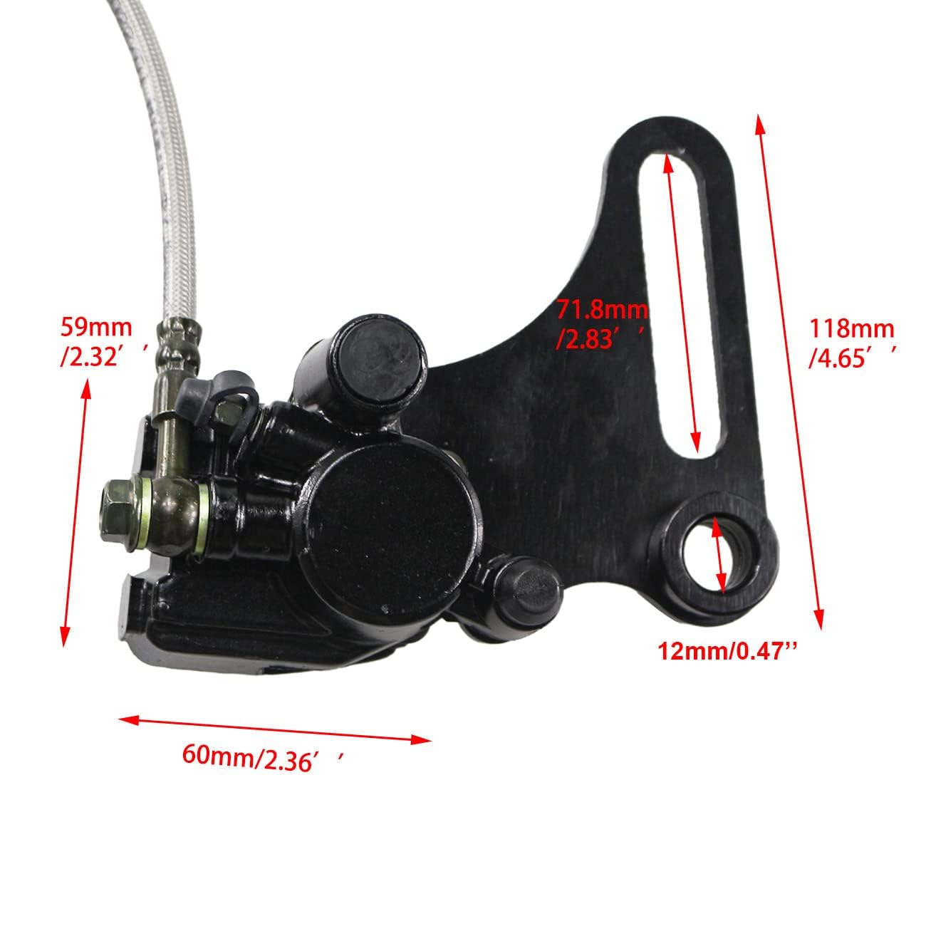 PRO BAT 12mm Hydraulic Rear Disc Brake Caliper System + Pad Assembly for SDG SSR 107cc 110cc 125cc 140cc PIT PRO Dirt Bike (Blac