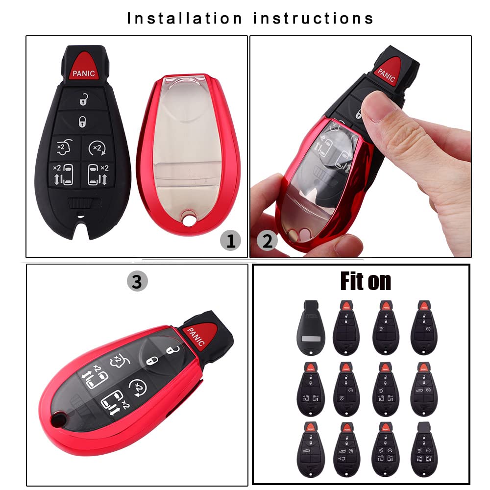 Horande TPU Protector Key Fob Cover Case fit for Dodge Ram 1500 2500 3500 GQ4-53T Grand Caravan Chrysler Town and Country Cherok