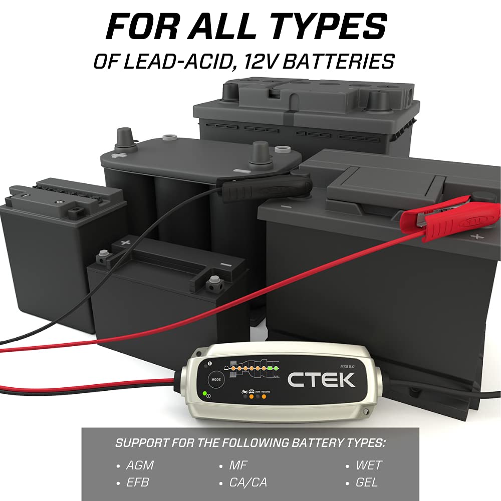 CTEK MXS 5.0 Fully Automatic 4.3A Battery Charger & Maintainer 12V - Multicolor, Model 40-206