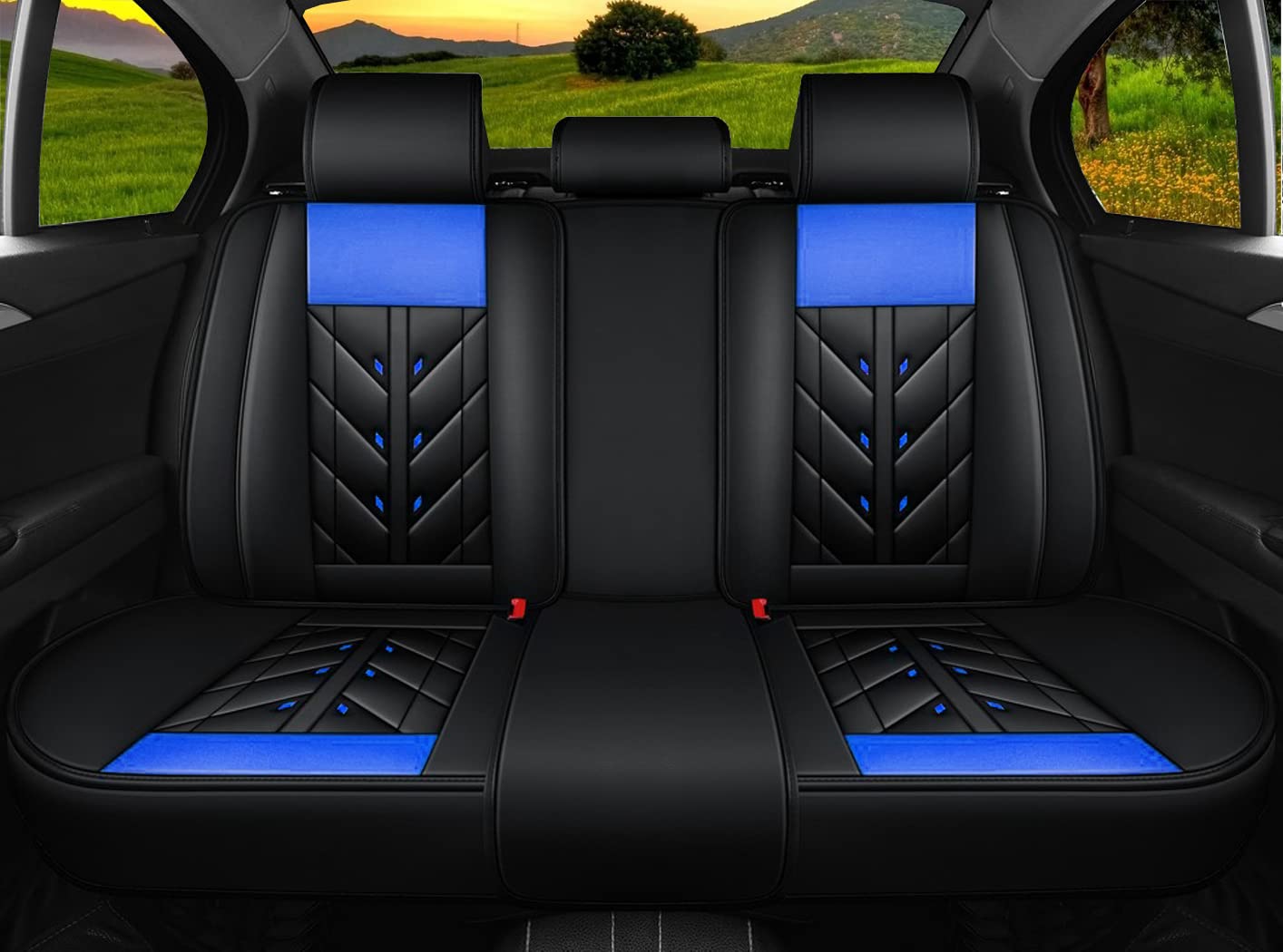 YXQYOEOSO Car Seat Cover 5-Seats Full Set Universal fit, Suitable for Most Cars, SUV, Airbags Compatible with Synthetic Leather