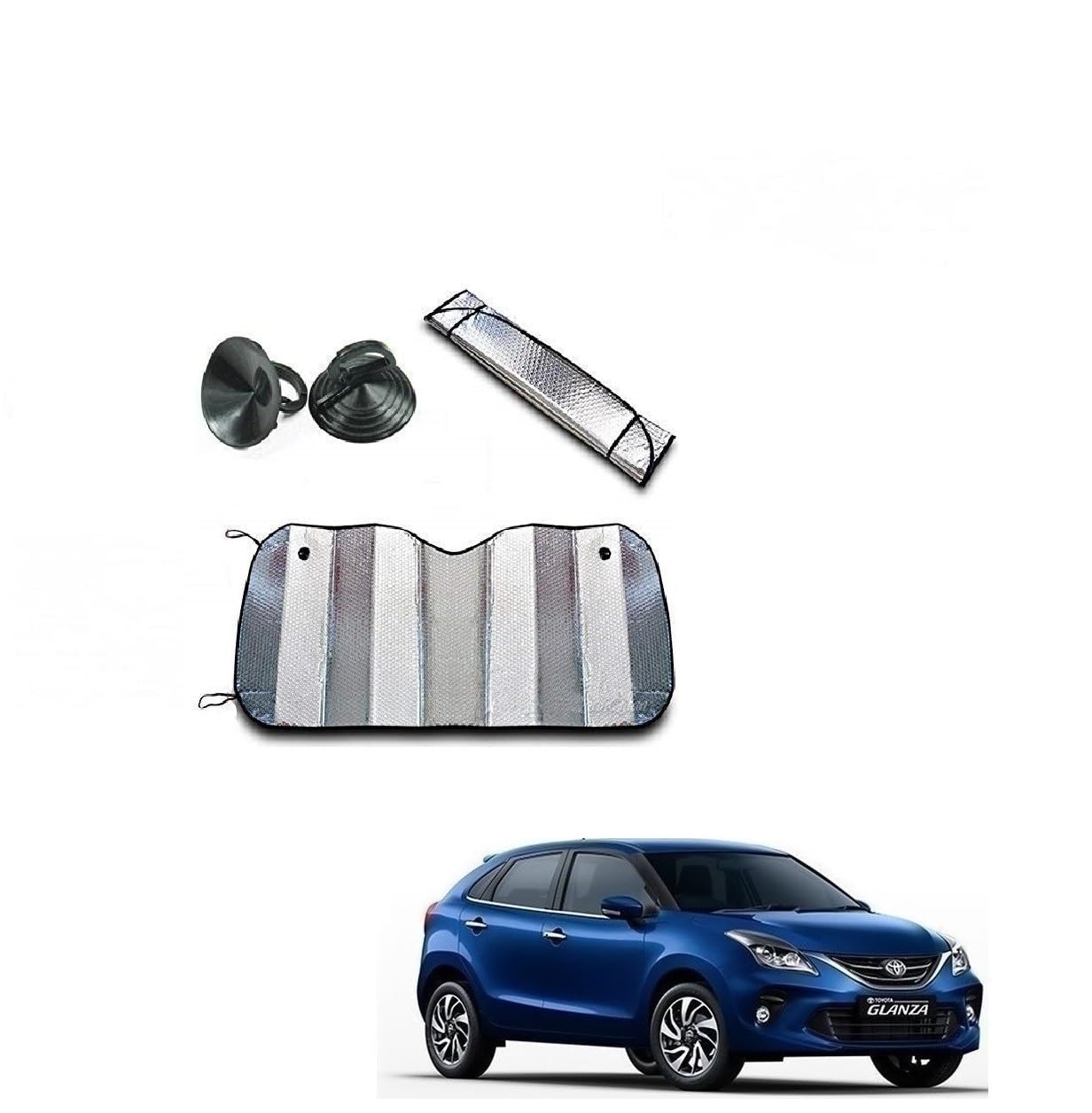 Kozdiko Car UV Protection Silver Foil Sunshade Film Windshield Visor Front Windshield Sunshade for Toyota Glanza