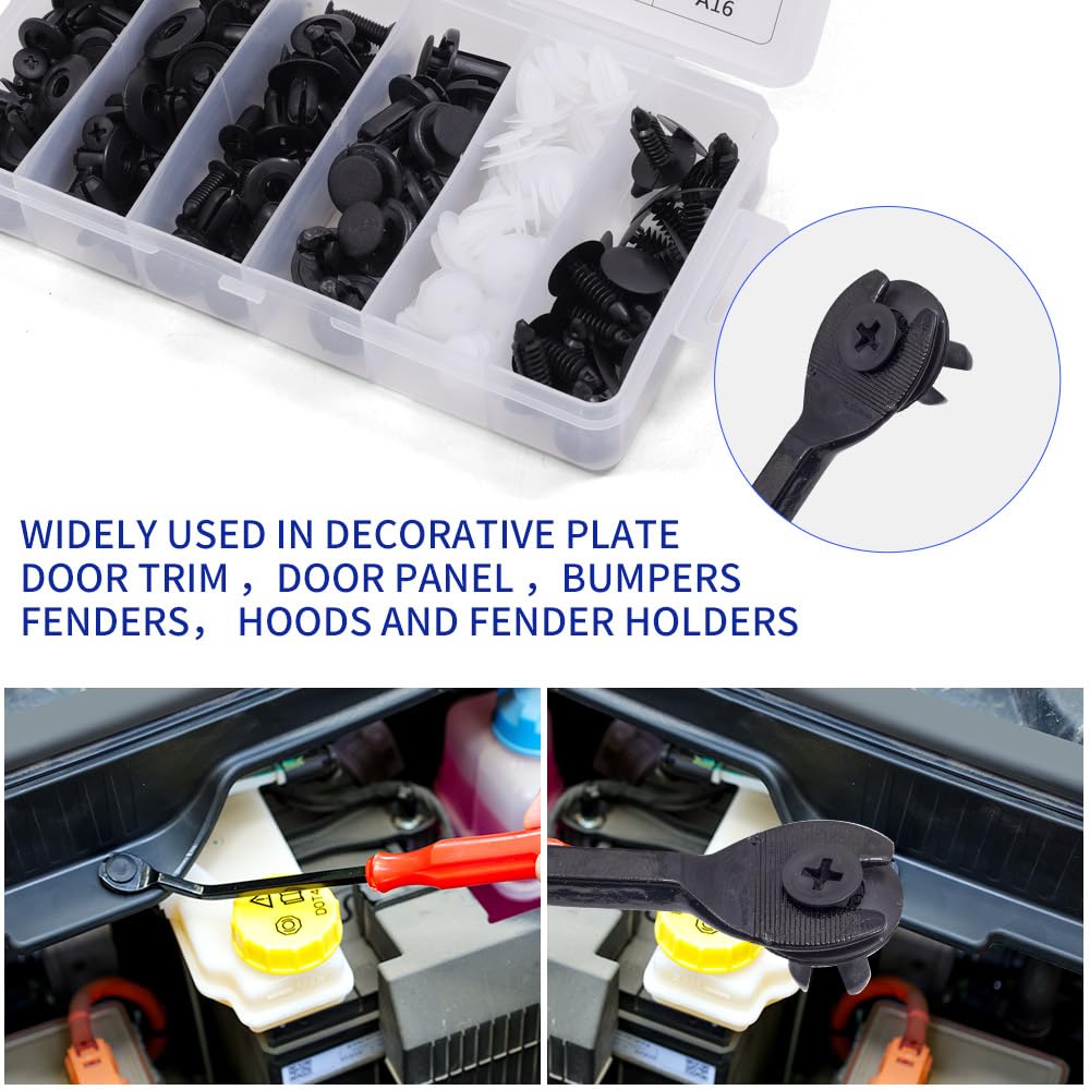100 Pcs Bumper Retainer Clips Car Rivets Fasteners Retainer Kit And 1 Fastener Removers Most Popular Sizes Auto Push Pin Rivets