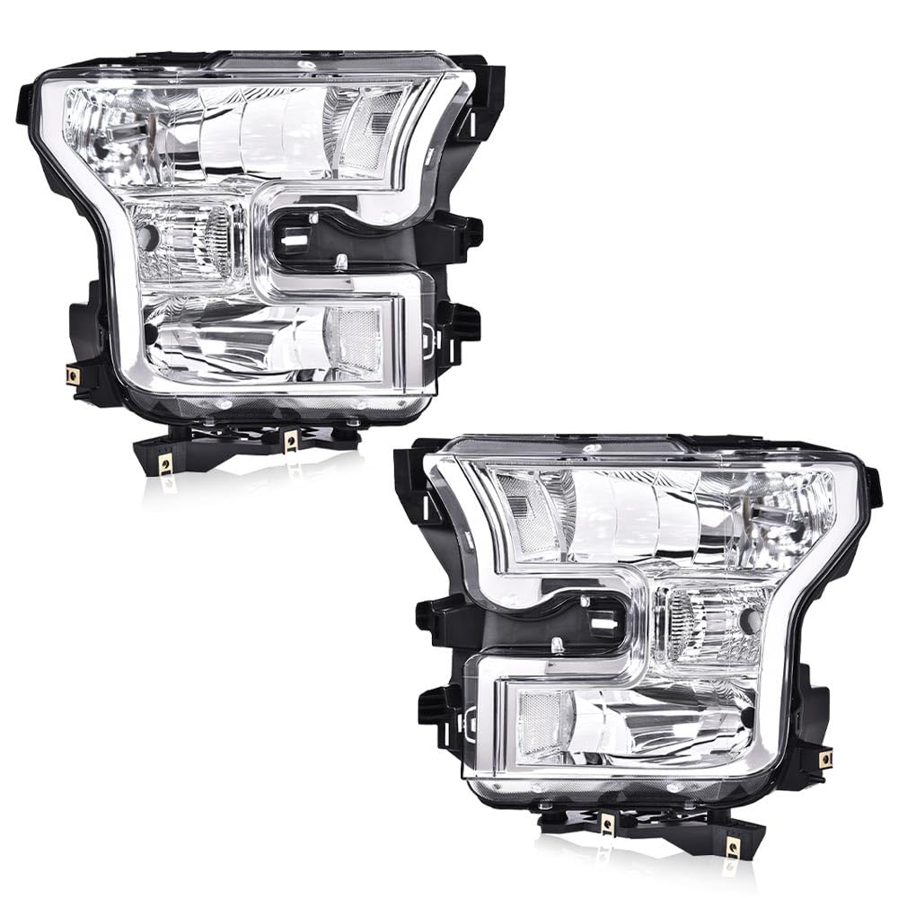 PIT66 Front Headlights Assembly Left & Right Headlamps Fit Ford F150 2015 2016 2017 Not Fit models with LED or HID headlights Cl