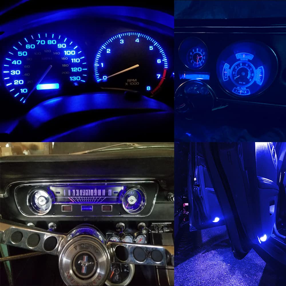 BlyilyB 20-Pack BA9 BA9S Blue LED Car Light Bulbs for License Plate, Dome, Map & Courtesy Lights