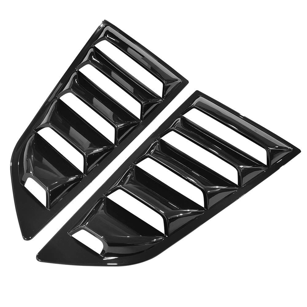 Ikon Motorsports, Window Louvers Compatible With 2014-2019 Chevy Corvette C7, Classic Style Gloss Black Left Right Sides Window Vents Sun Shade Guards, 2015 2016 2017 2018