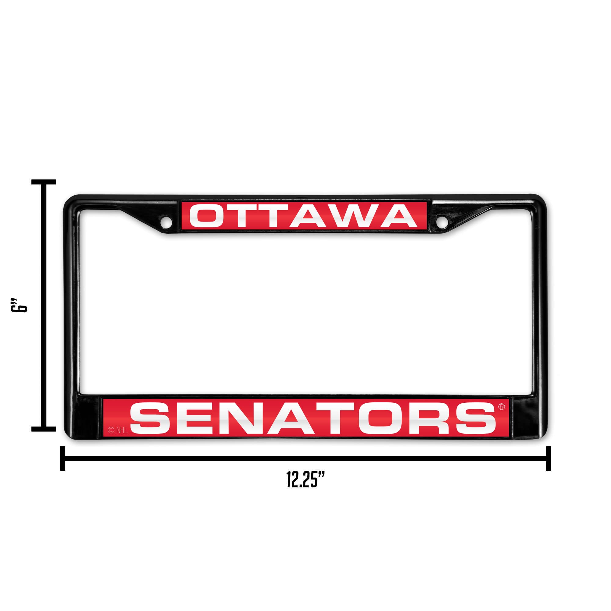 Ottawa Senators Black Metal (Set Of 2) Laser License Plate Frame Set