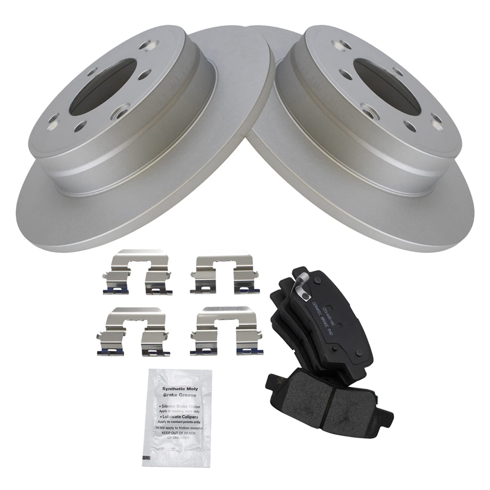 Trq Rear Brake Pad & Rotor Kit Brake Pads Brake Rotor Ceramic Premium G-Coated Compatible With 2012-2017 Hyundai Azera 2011-2015
