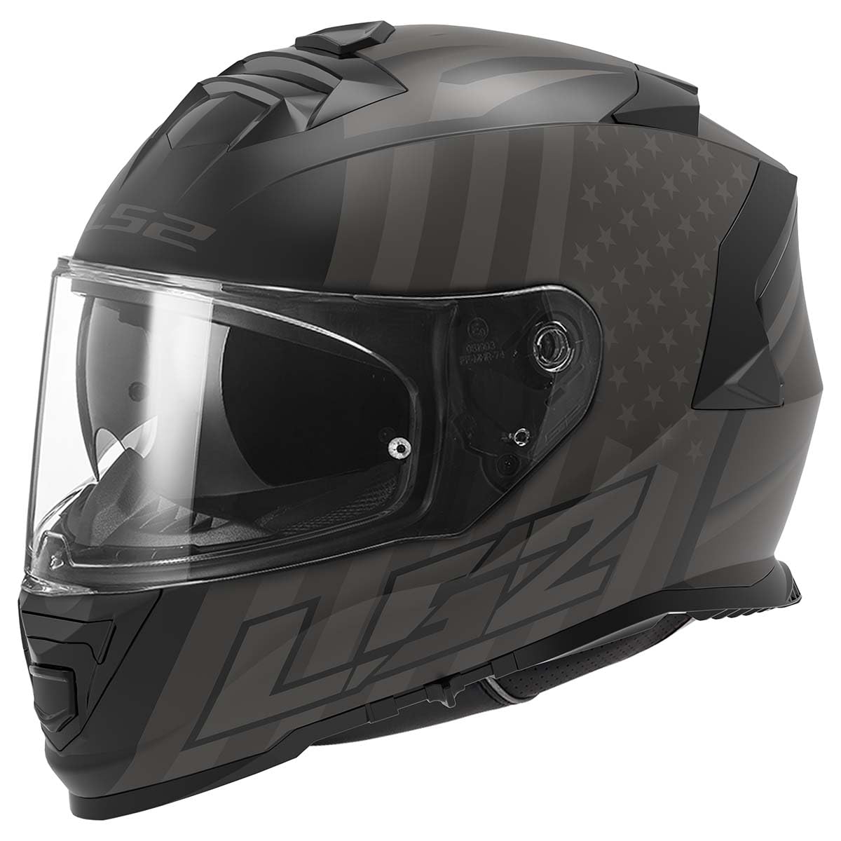 Ls2 Helmets Assault Full Face Motorcycle Helmet W/Sunshield (Flag Matte Black/Gray - Large)