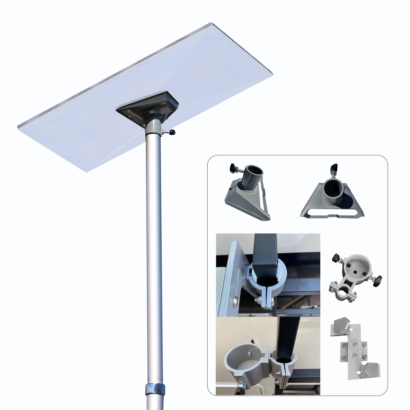 Eez Rv Products Starlink Ladder Telescopic Pole 10Ft With Starlink (Gen 3 / V3) Pipe Adapter And Rv Mounting Bracket Kit - Fits