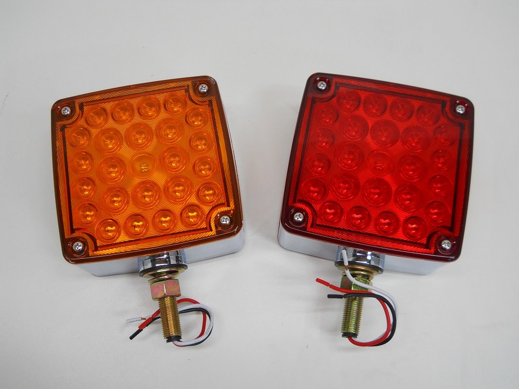 United Pacific (2) LED Red Amber Side Marker Turn Signal Semi Truck Fender Lights/Single Stud