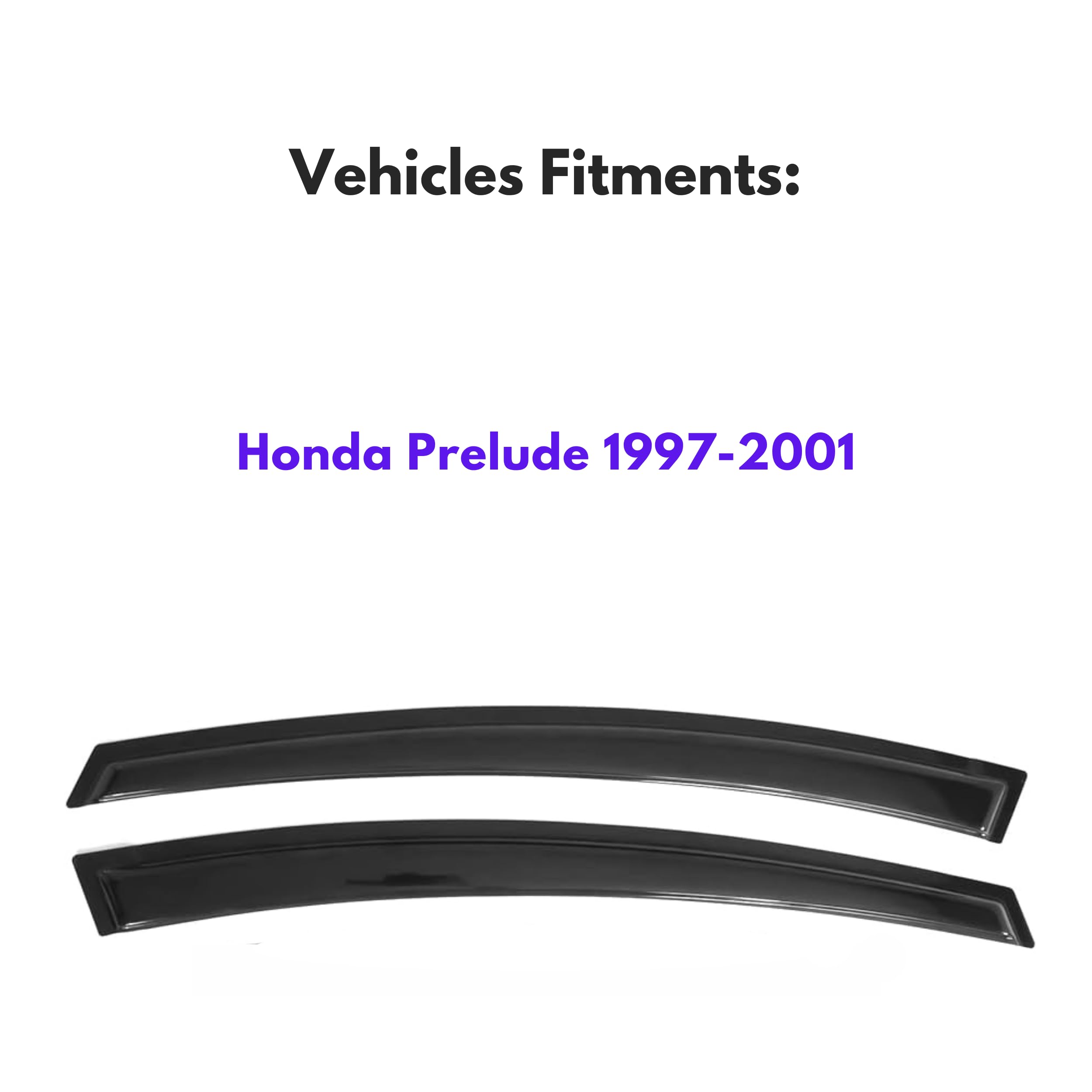 Immortal Group IG Window Visor for Honda Prelude 1997-2001, Black Acrylic Rain Guard Deflector, Model 811431