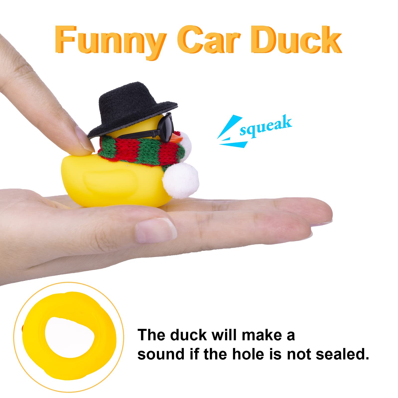 Mumyer Winter Duck Car Ornaments, Rubber Duck Car Dashboard Decorations Accessories With Mini Hat, Sunglasses, And Scarf(B19)