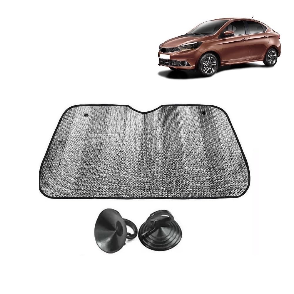 Car Windshield Sun Shade UV Rays Protector Silver Sunshade Solar Reflective suitable for Tata Tigor