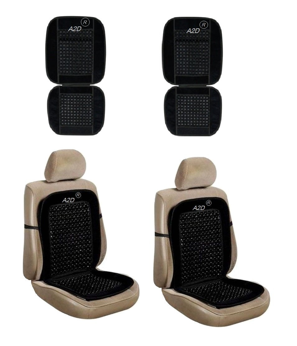 A2D Wooden Acupressure Design Velvet Border Bead Lumber Seat Cover Black Set of 2 for Honda City Zx