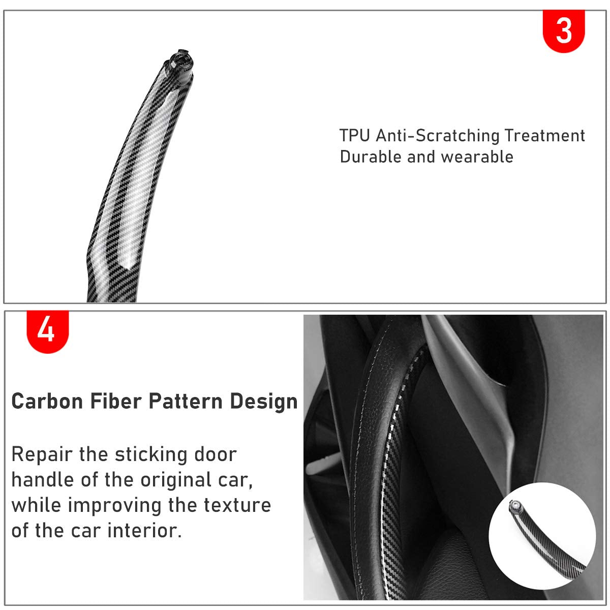Jaronx For Bmw X5 E70/X6 E71 Door Handle,Carbon Fiber Pattern Door Pull Handle Replacement,Right Passenger Side Interior Door Pull Handle Trim For Bmw X5 2008-2013 And Bmw X6 2008-2014 (Right Side)
