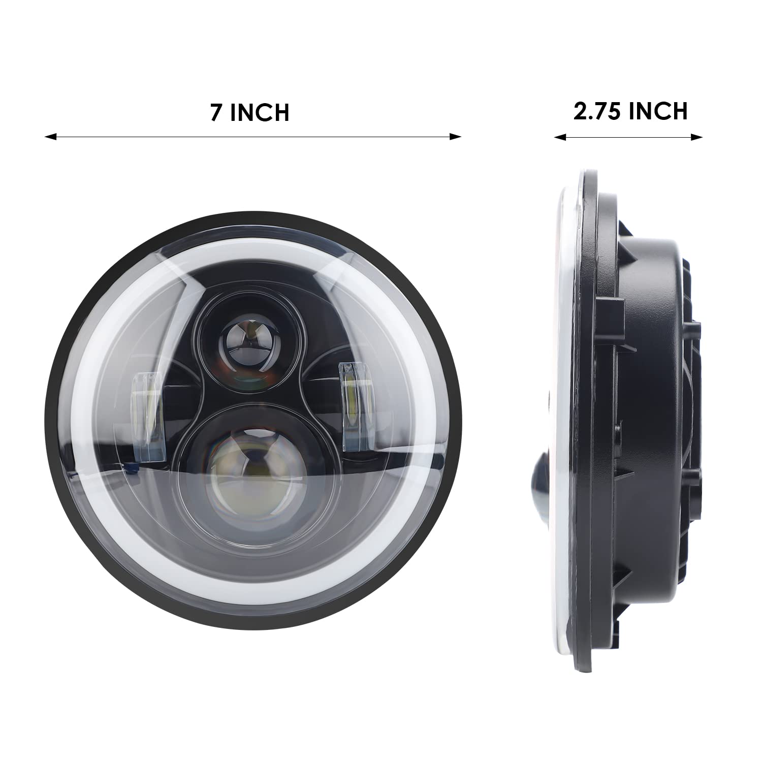 Kaslight 7 Inch Led Headlights, H6024 Led Headlight Blue Halo Amber 7'' Round Headlights High Low Sealed Beam Headlamps H4-H13 A
