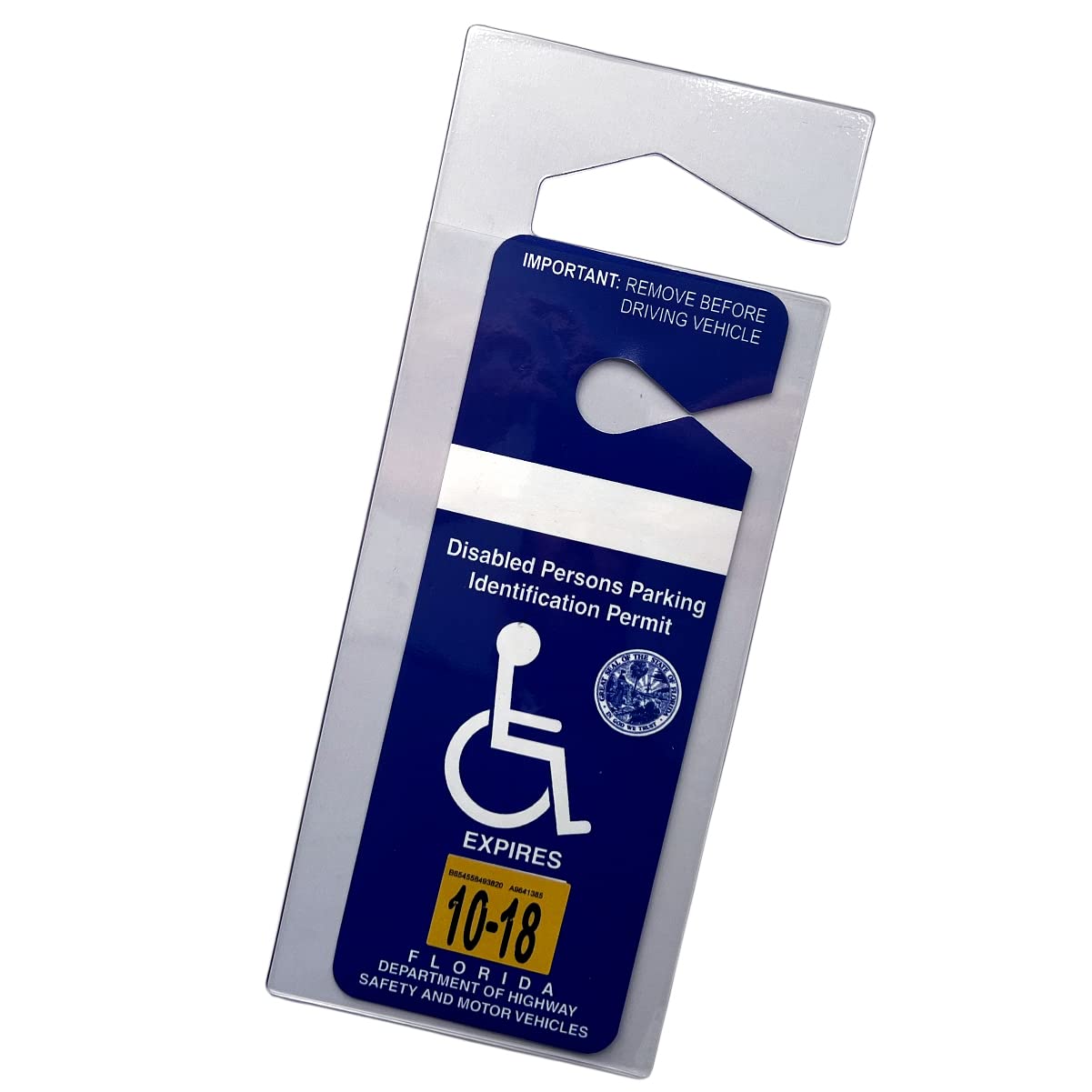 4 Pack - Clear Handicap Parking Placard Protective Holders - Rear View Mirror Disability Permit Hanger - Hard Flexible Plastic C
