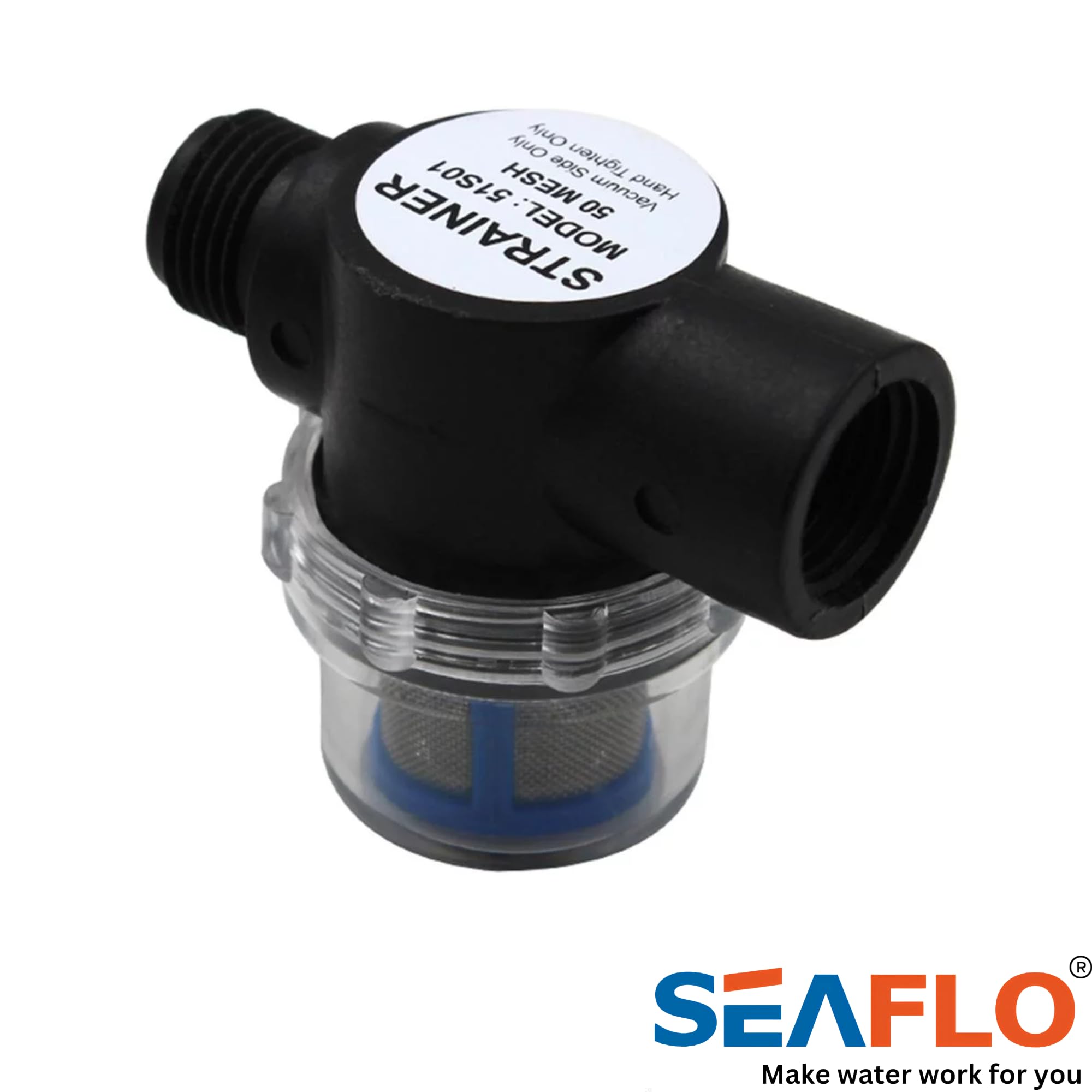 SEAFLO Water Pump Inline Strainer Filter (MN:51S01) - 1/2 NPSM Inlet/Outlet - RV Replacement- Compatible, Shurflo, and WFCO Pu